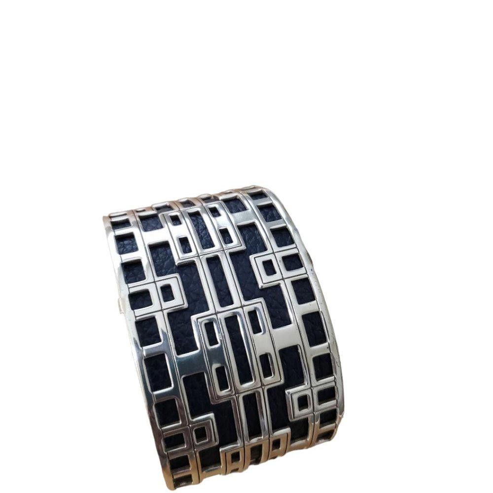 Brighton Brighton Christo Lyon Turquoise/Black Silver Tone Cuff Size ONE SIZE - 4 Thumbnail