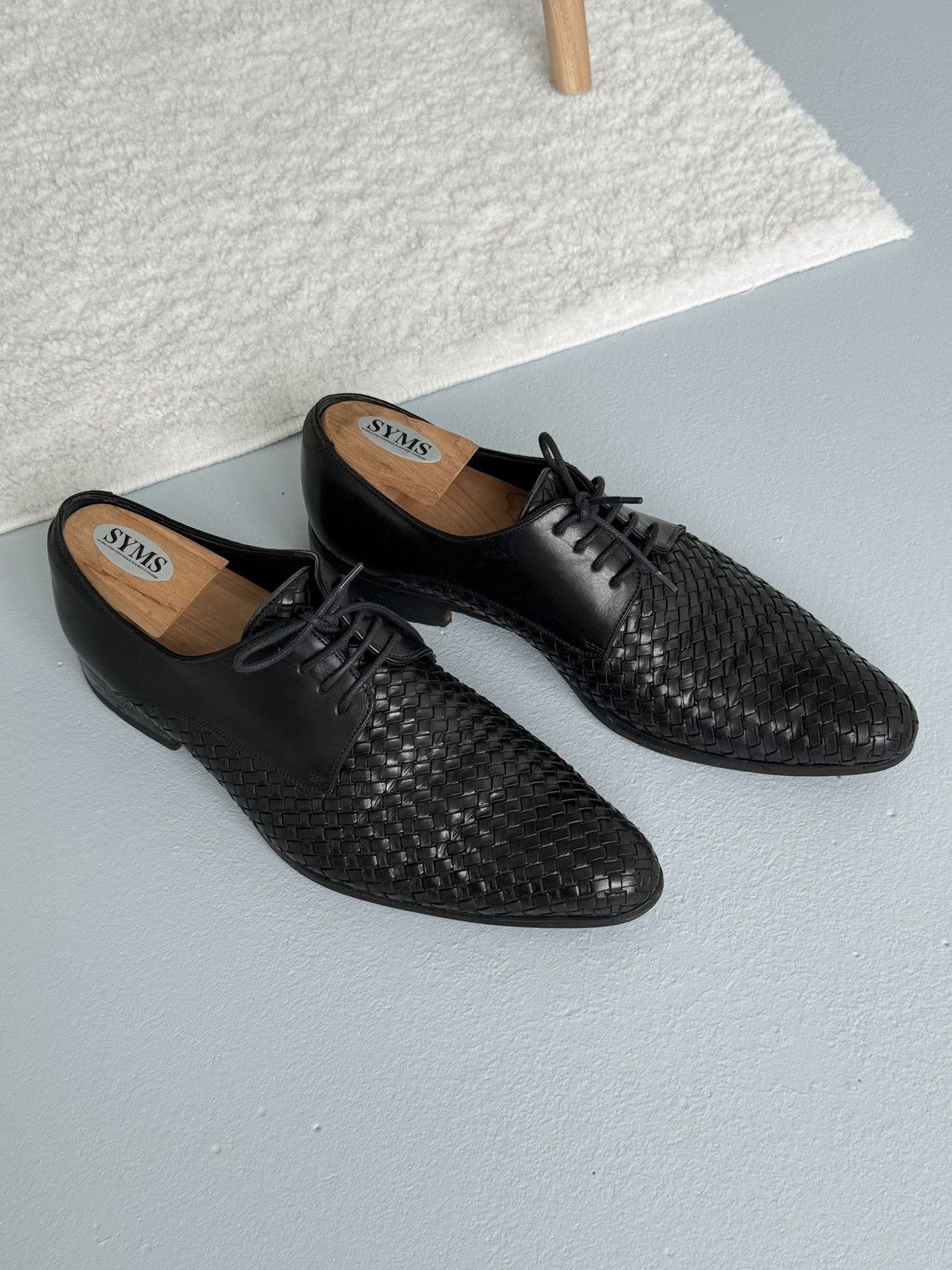 Dolce & Gabbana Dolce & Gabbana Intrecciato Woven Leather Derby Shoes Black Size US 10 / EU 43 - 1 Thumbnail