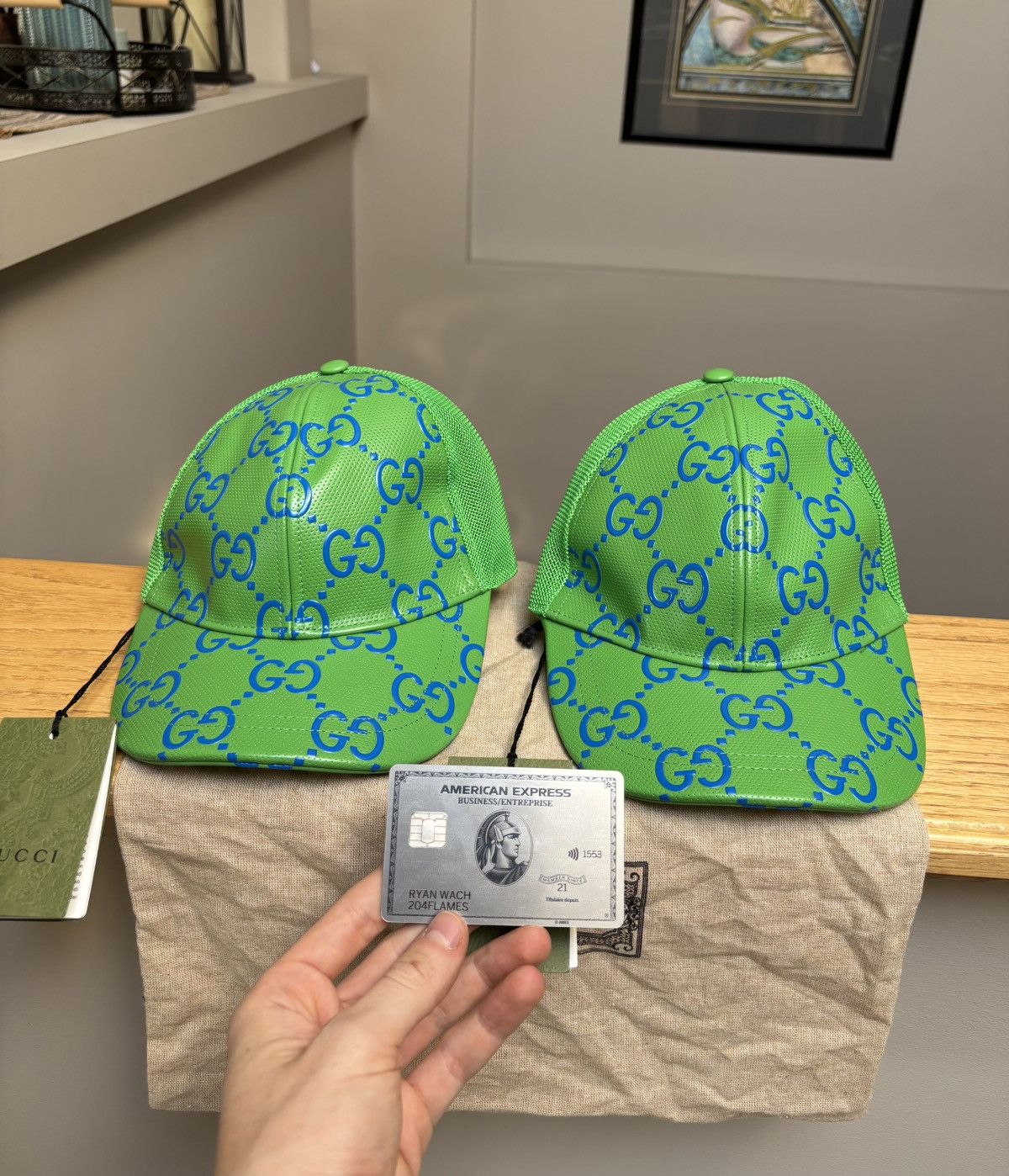Gucci Gucci GG Monogram Green/Blue Baseball Hat - Large Size ONE SIZE - 2 Thumbnail
