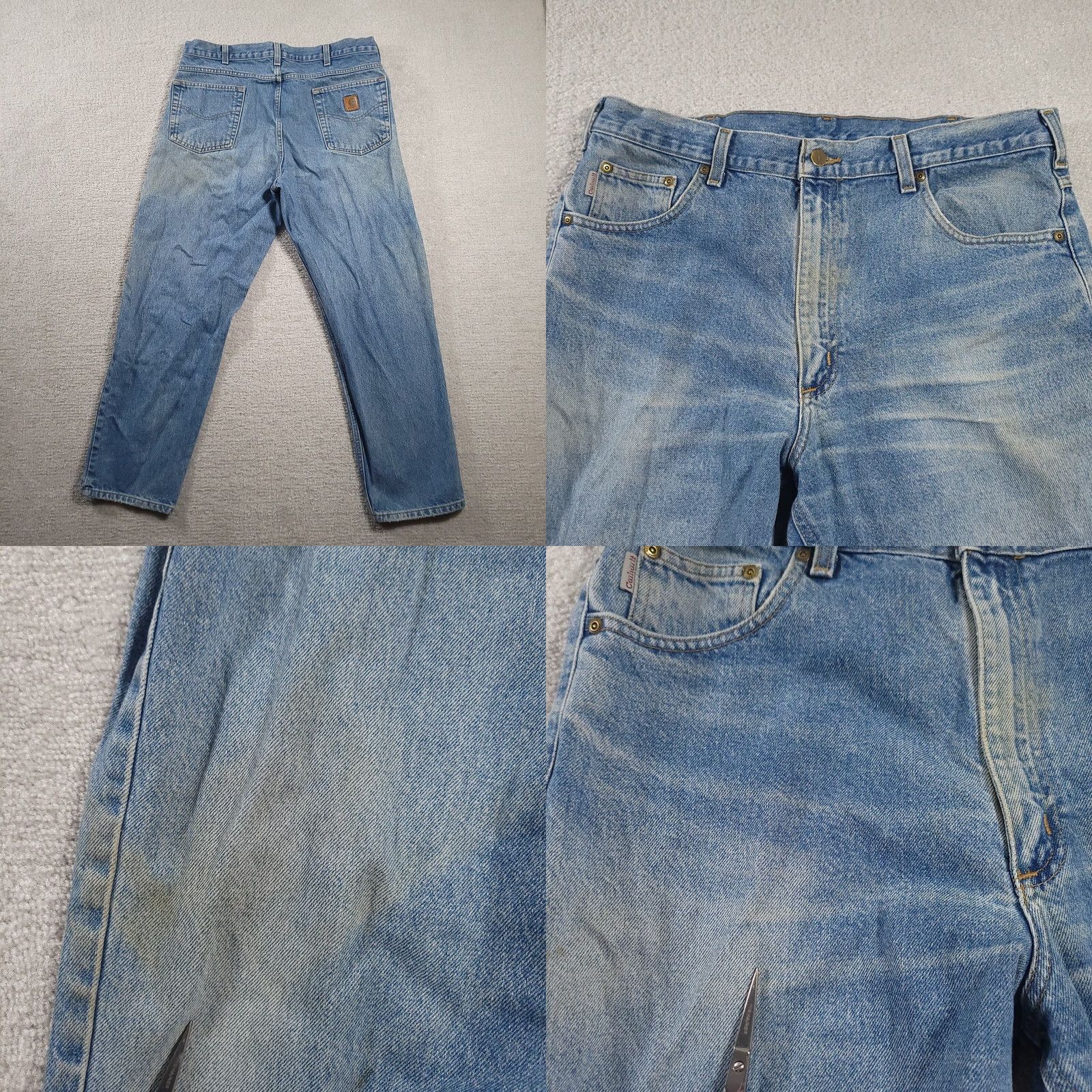 Carhartt VINTAGE Carhartt Jeans DST B17 Relaxed Fit Medium Wash 38x30 Mens Blue 5-Pocket Distressed Not Stained Size US 38 / EU 54 - 8 Thumbnail