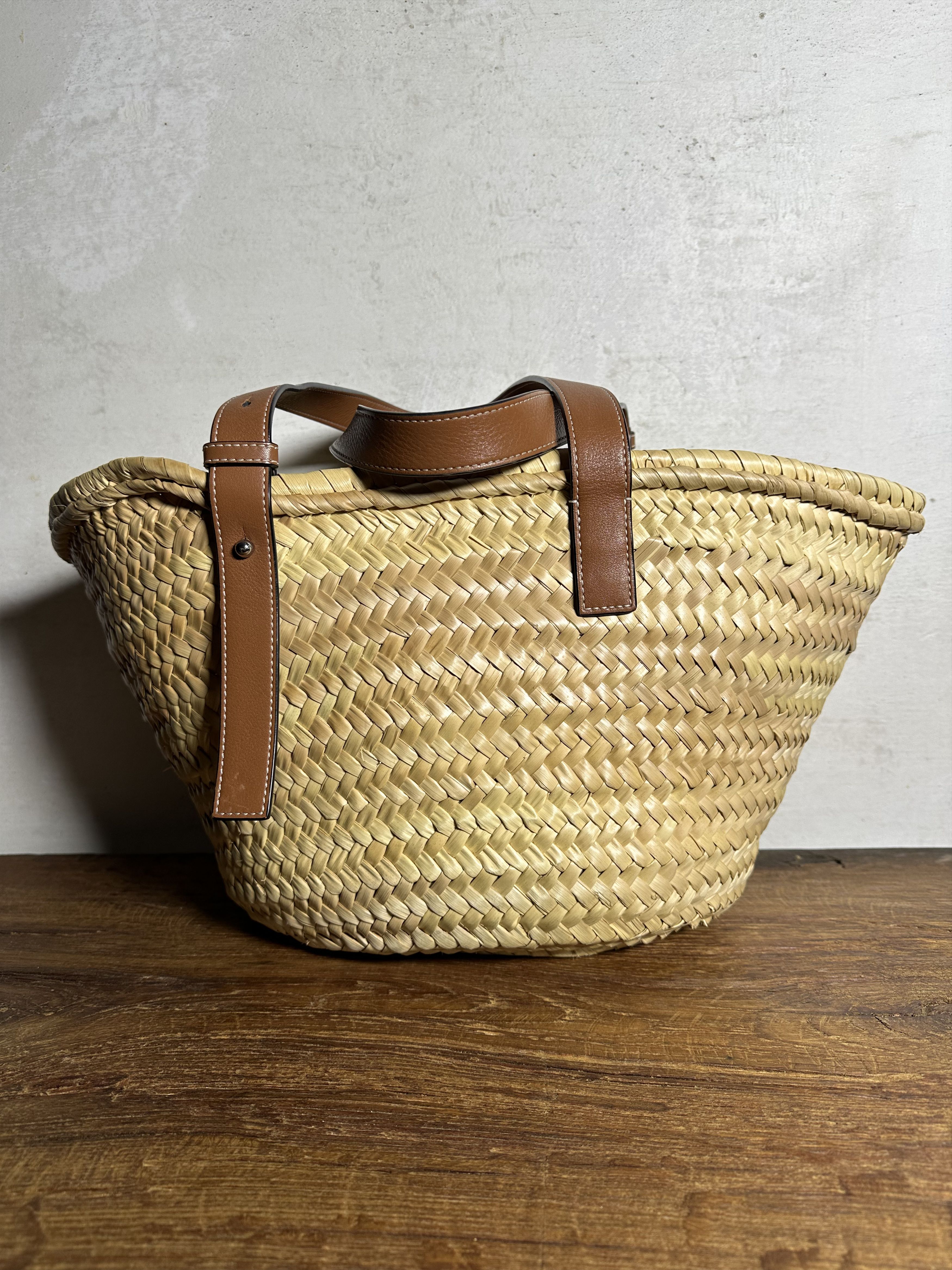 Loewe LOEWE Basket bag Medium Anagram Tote Bag Raffia Beige Size ONE SIZE - 8 Thumbnail