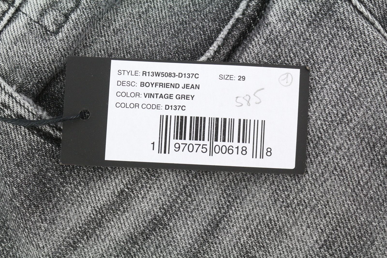 R13 BOYFRIEND 29 Vintage Grey Distress Washed Faded 85464 Size 29" - 7 Thumbnail
