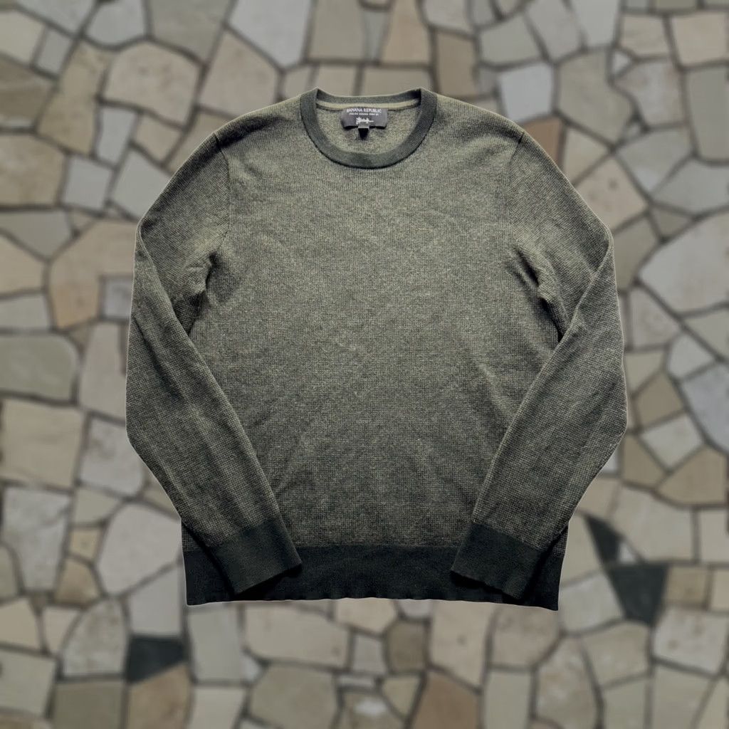 Banana Republic Banana Republic Merino Wool Crew Neck Sweater Textured Green L Mens Size US L / EU 52-54 / 3 - 1 Thumbnail