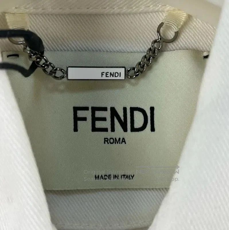 Fendi Fendi White Cotton Logo Men's Jacket . Size US L / EU 52-54 / 3 - 4 Thumbnail