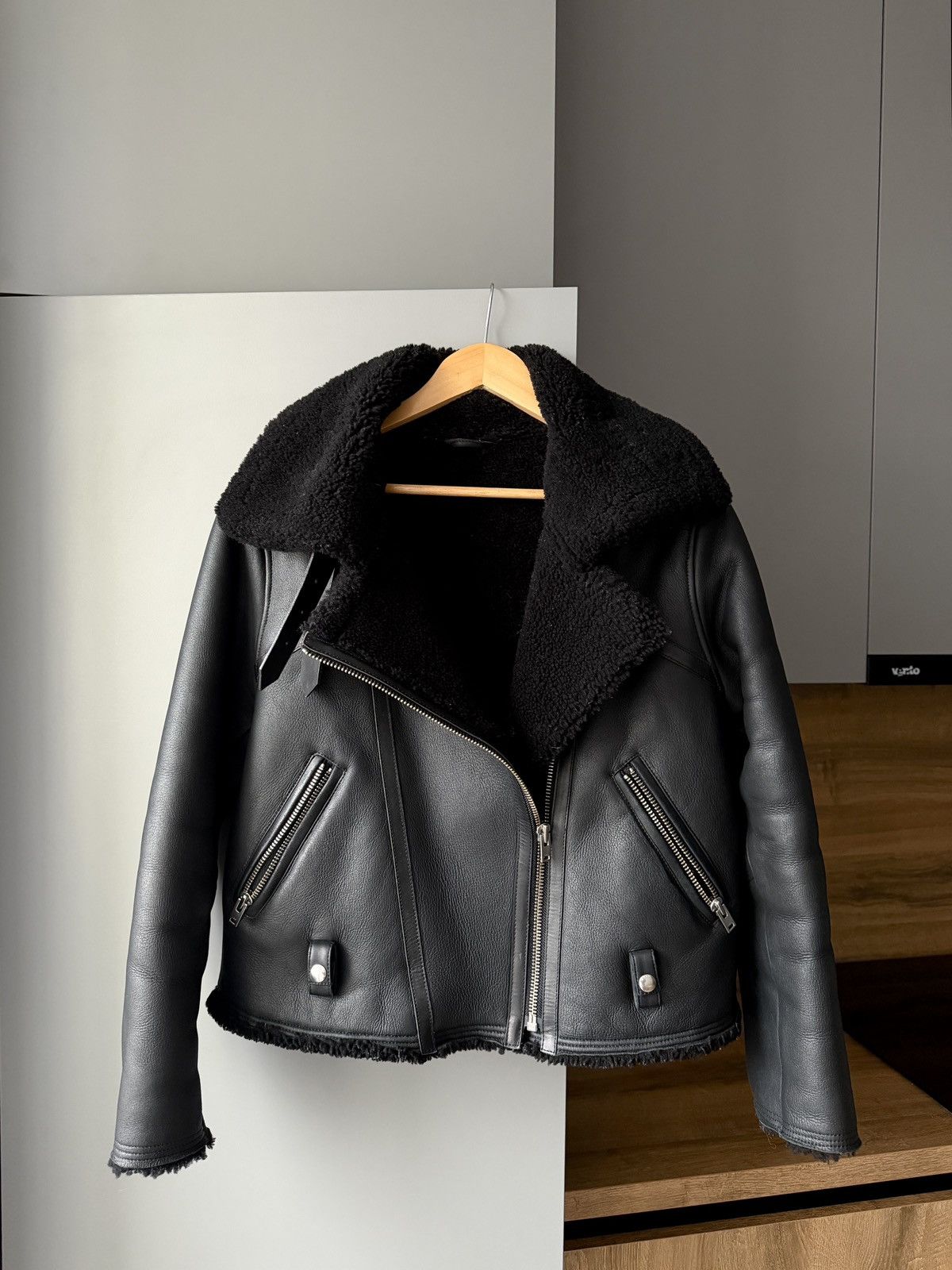 Iro IRO Paris Biker Black Oversized Shearling Jacket Size S / US 4 / IT 40 - 1 Thumbnail