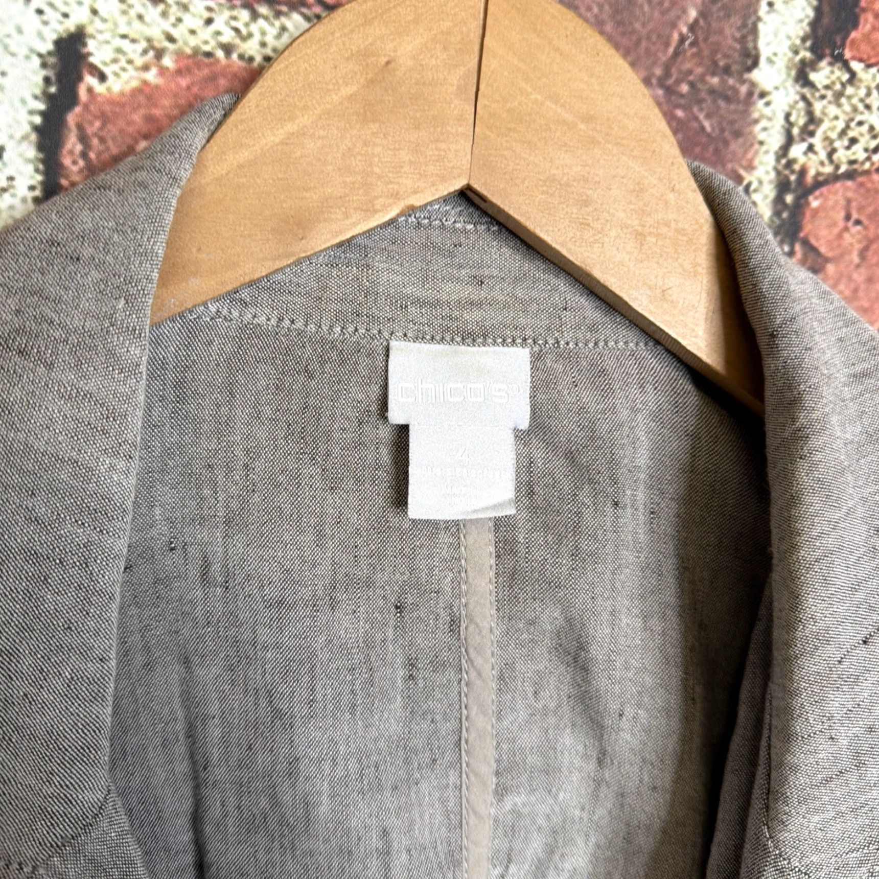 Vintage Chico's Blazer Women's Beige Linen Blend Button Up 4 Size S / US 4 / IT 40 - 3 Thumbnail