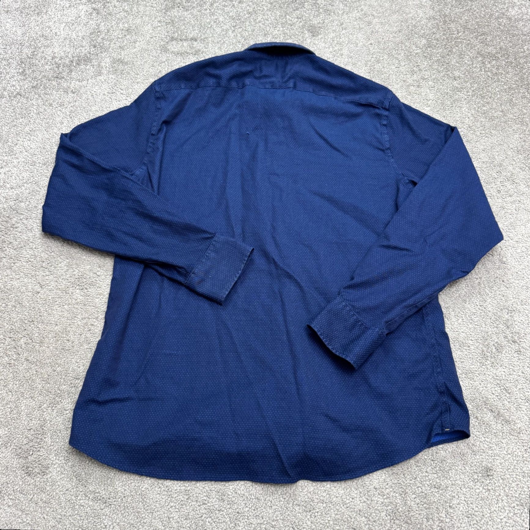 Bonobos Bonobos Dress Shirt Mens Large Blue Textured Polka Dot Slim Fit Cotton Shirt Size 42R - 2 Thumbnail