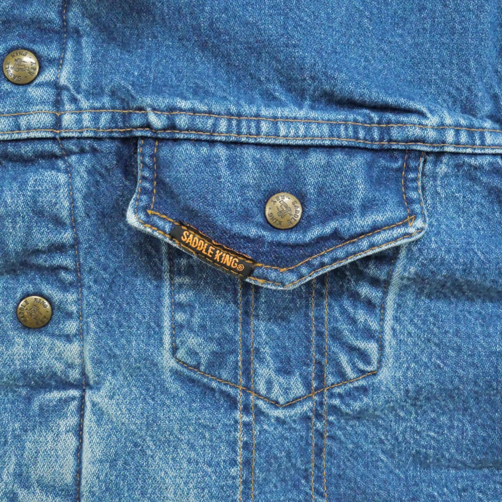 Vintage VINTAGE Key Jacket Mens 48 Denim Blue Lined Saddle King Distressed Cotton Jeans Coat - Casual - Regular - Snap - Basic - 3/10 Condition - Men Size US 32 / EU 48 - 3 Thumbnail