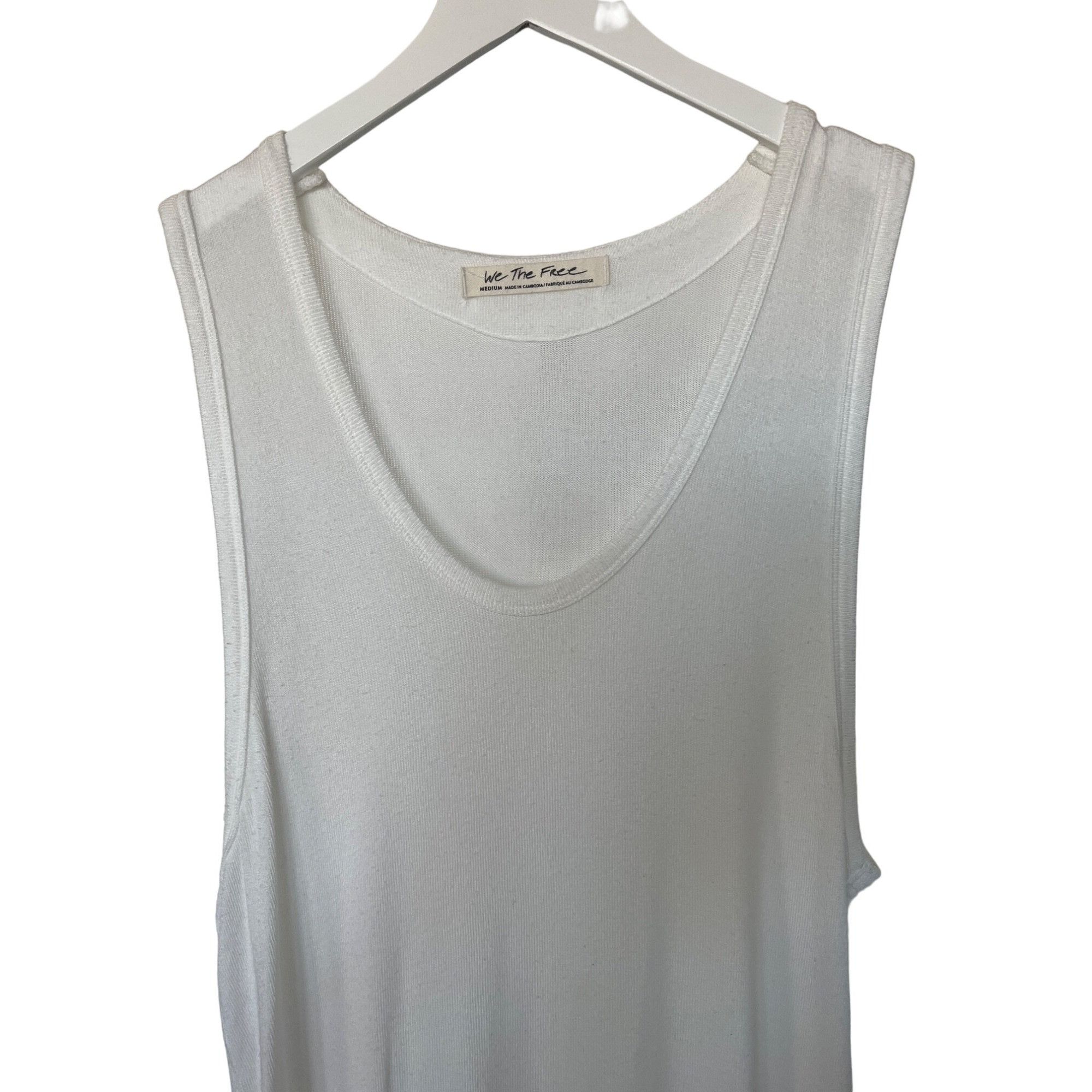 Free People Free People Ivory Scoop Neck Oversized Tank Top Size M / US 6-8 / IT 42-44 - 2 Thumbnail