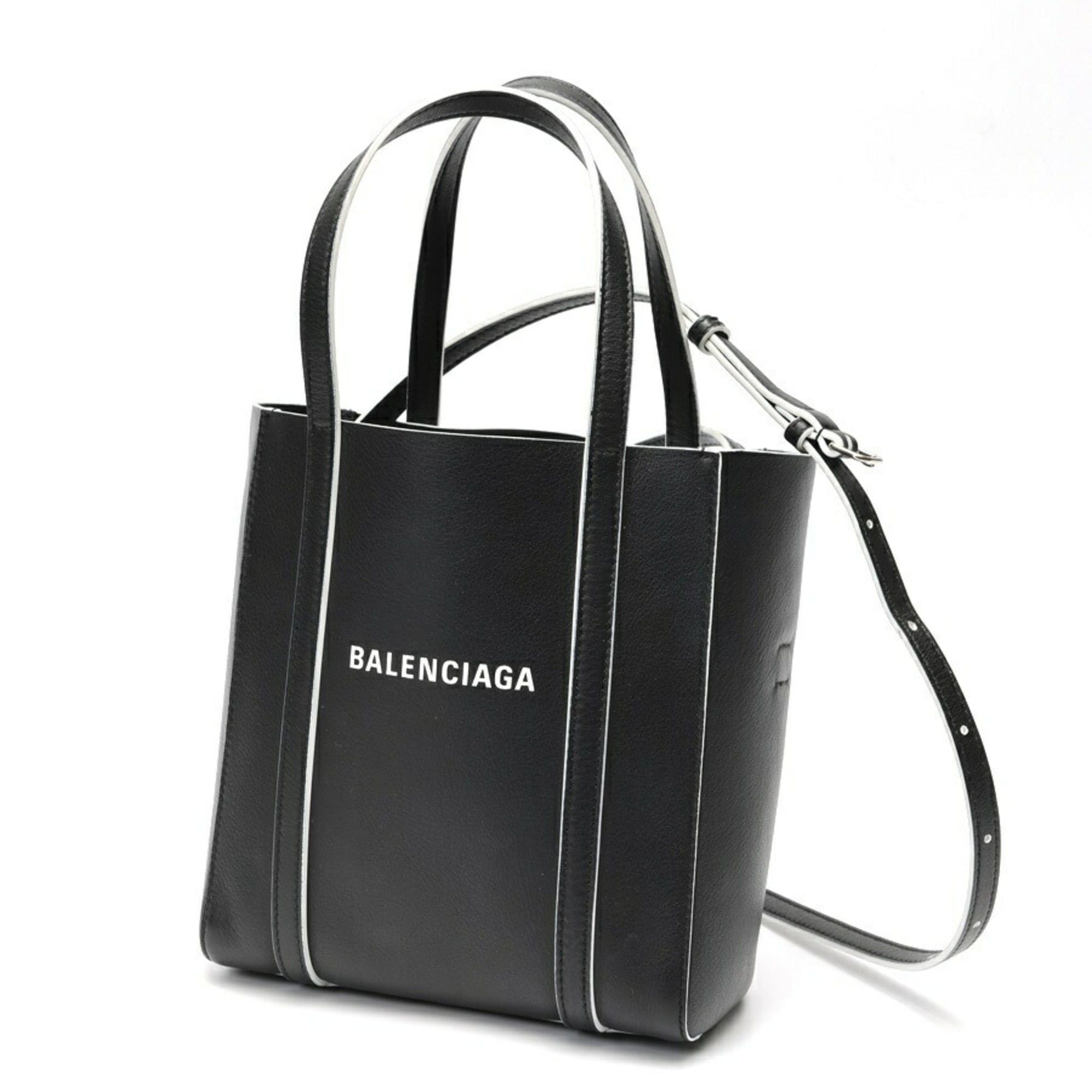 Balenciaga Balenciaga Everyday Tote XXS Shoulder Bag 551815 Leather Black White Size ONE SIZE - 1 Thumbnail