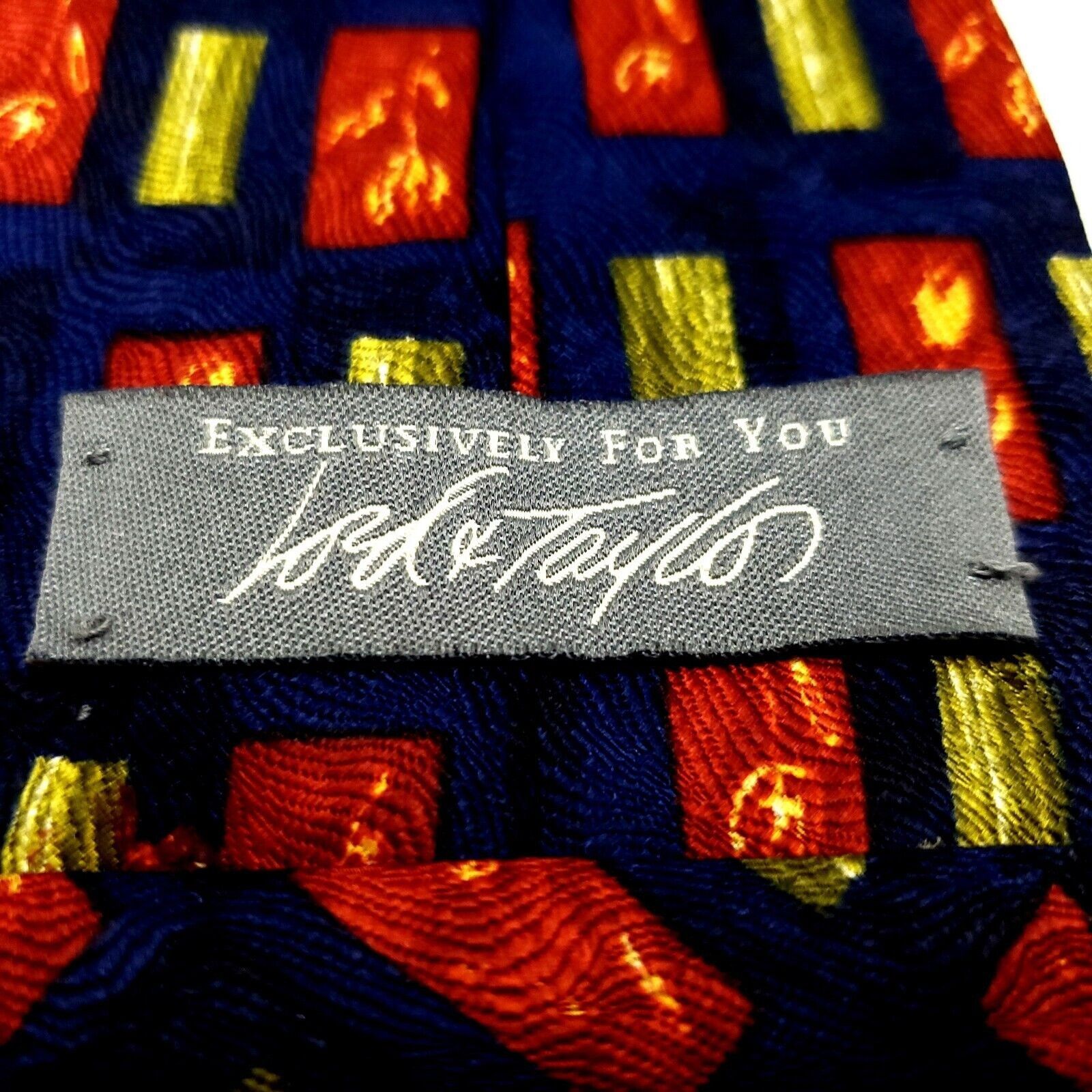 Lord & Taylor Lord Taylor Silk Tie Print Blue Geometric Short Size ONE SIZE - 3 Thumbnail