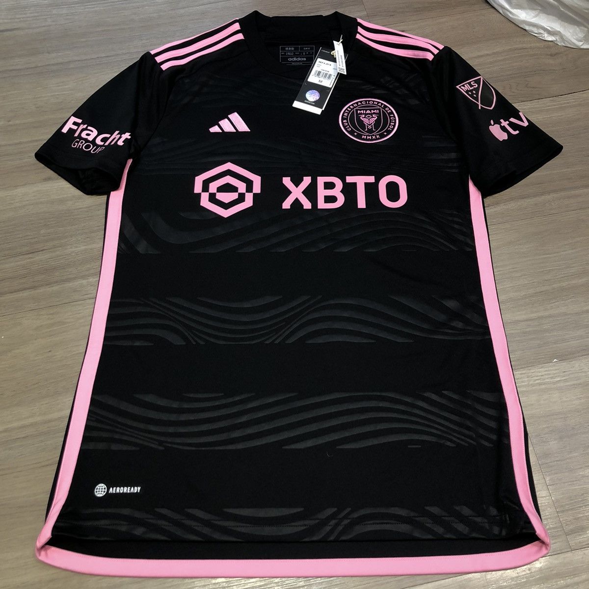 image of Adidas x Soccer Jersey Inter Miami 2023 Away Shirt 10 Messi in Black/Pink, Men's (Size Small)