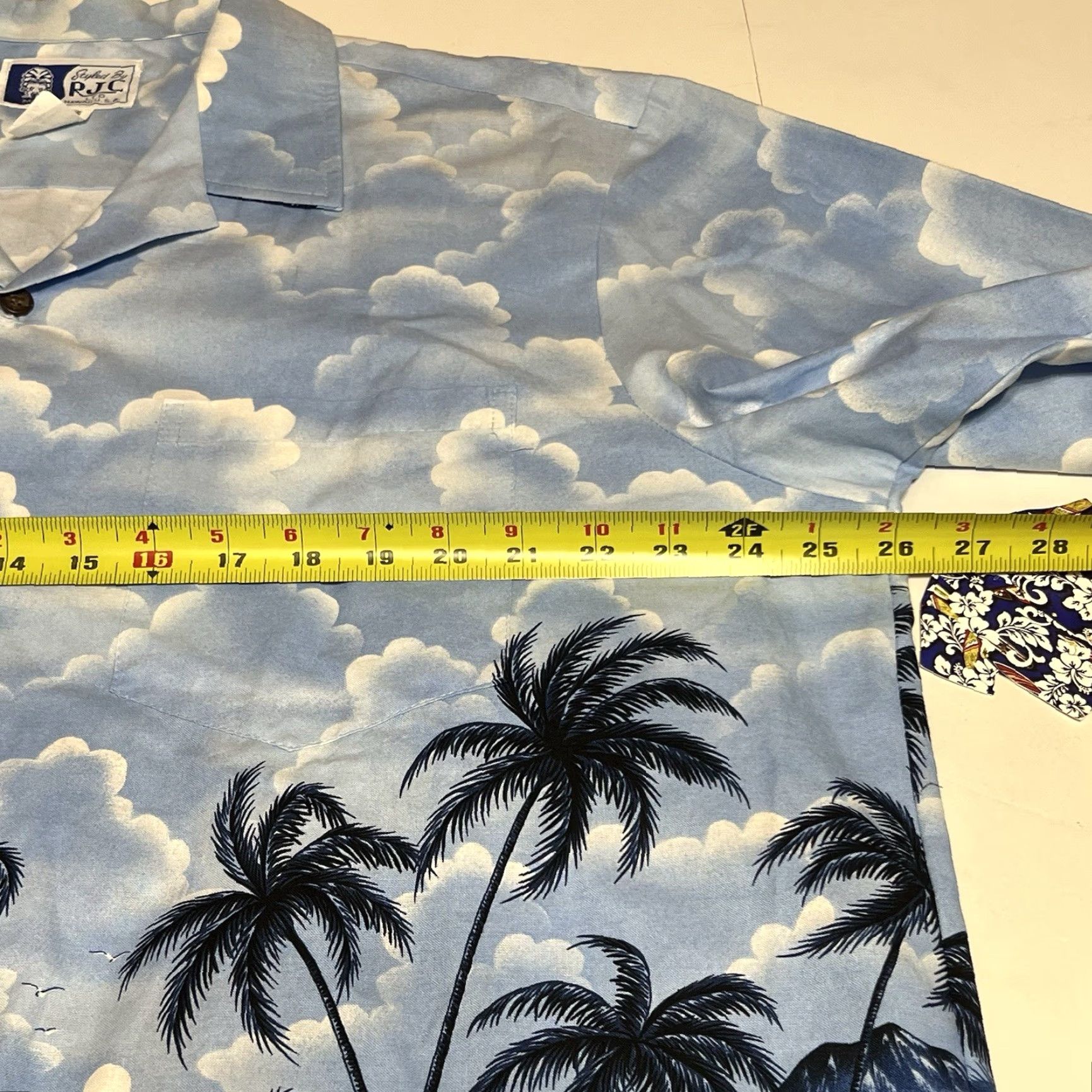 Vintage RJC Hawaiian Shirt Short Sleeve Button-Up XL Blue Palm Trees NWT Beach Floral Cotton Men Button Front Casual Size US XL / EU 56 / 4 - 6 Thumbnail