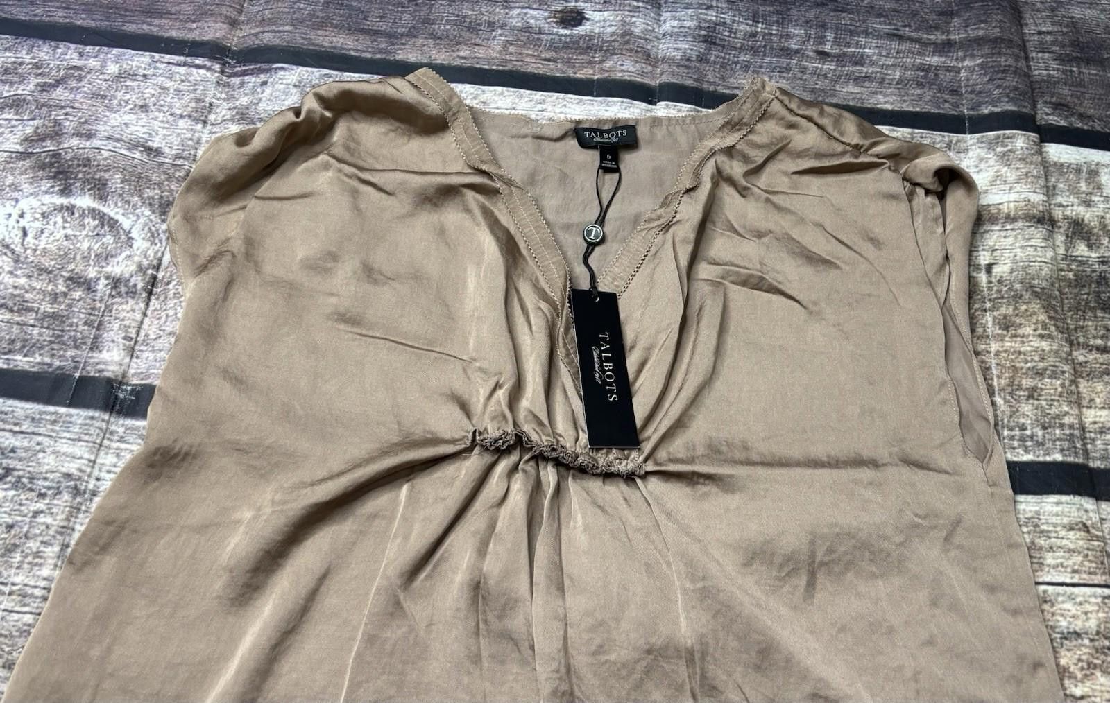 Talbots Talbots Top Women's Size 6 Gold Brown Satin Pleated NEW Size M / US 6-8 / IT 42-44 - 4 Thumbnail