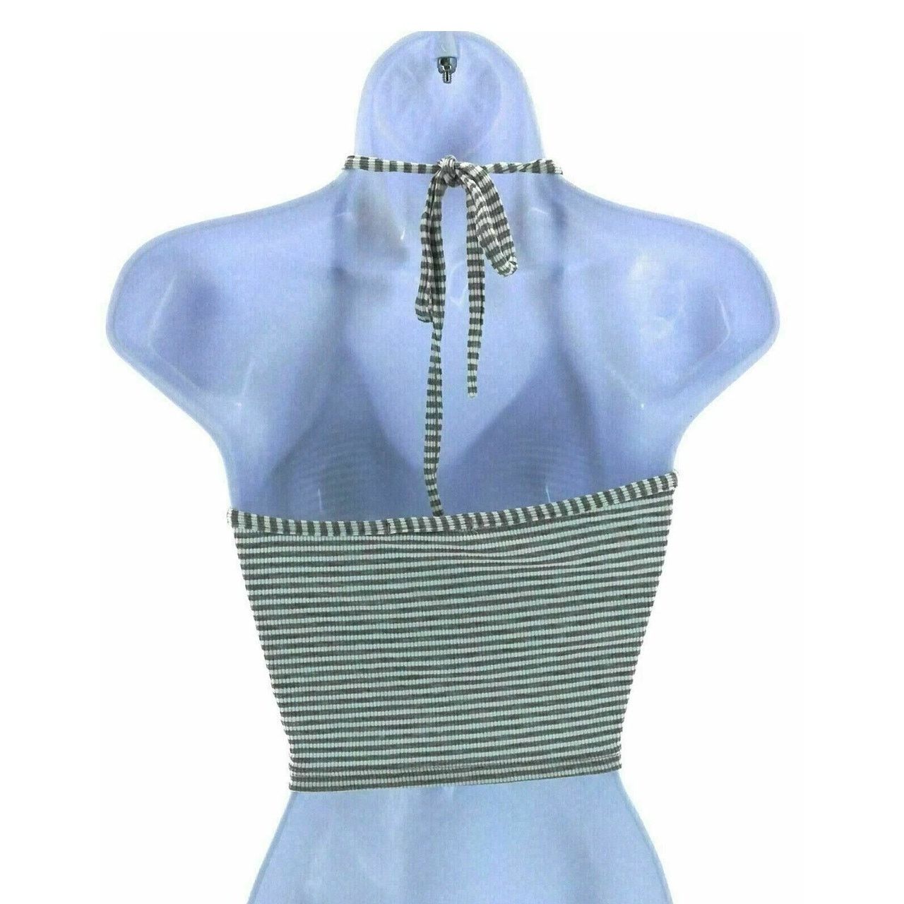 Other Acemi Gray Ivory Stripe Halter Crop Top Y2K USA Size L / US 10 / IT 46 - 3 Thumbnail