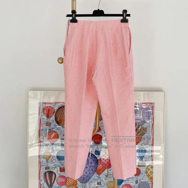Dior Dior Pink Cotton Checkered Trousers for Women . Size 26" / US 2 / IT 38 - 2 Thumbnail
