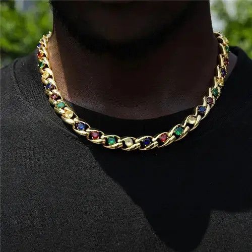 Jewelry Colorful Stones Link Chain Size ONE SIZE - 1 Thumbnail