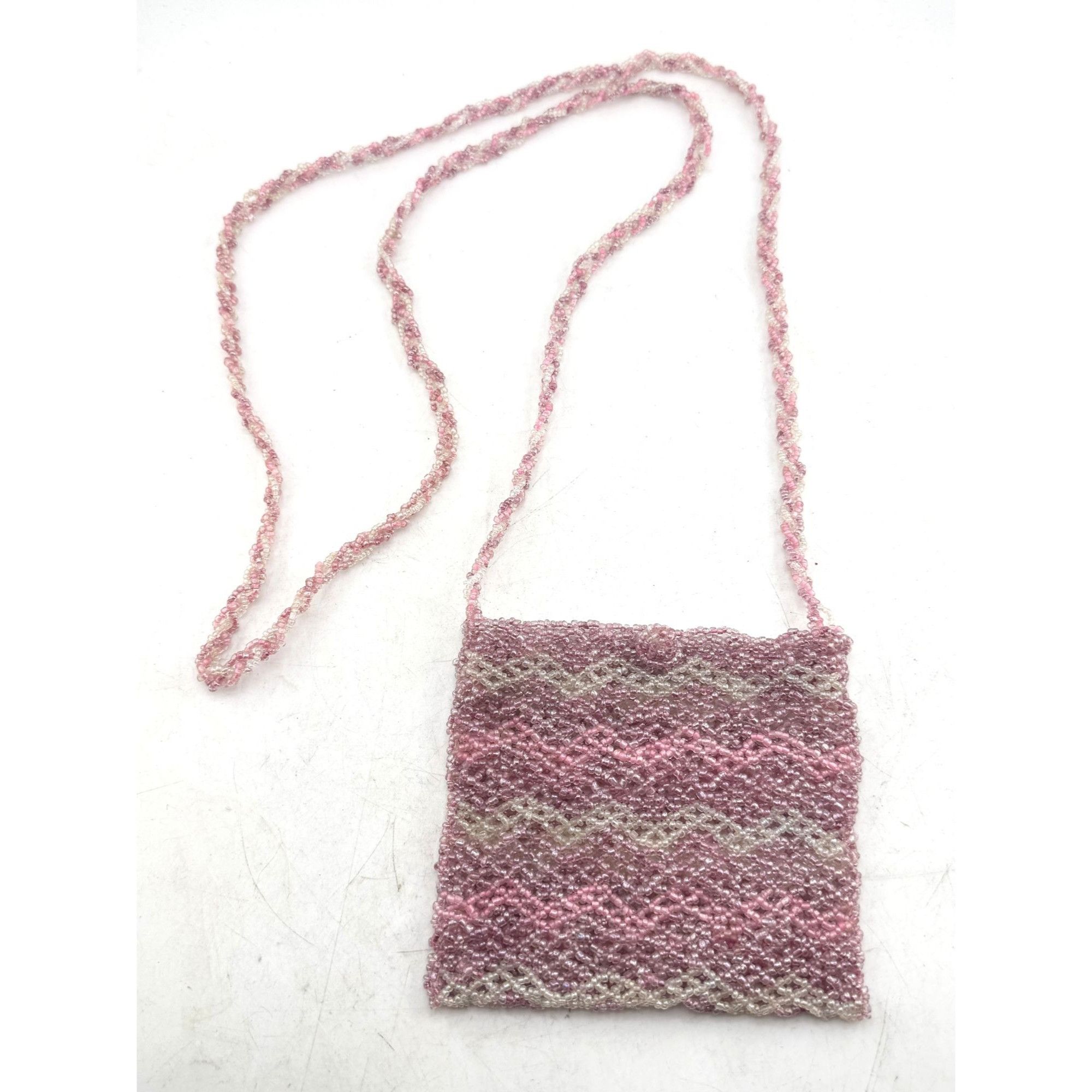 Vintage Vintage pink hand beaded small purse handbag bag Size ONE SIZE - 2 Thumbnail