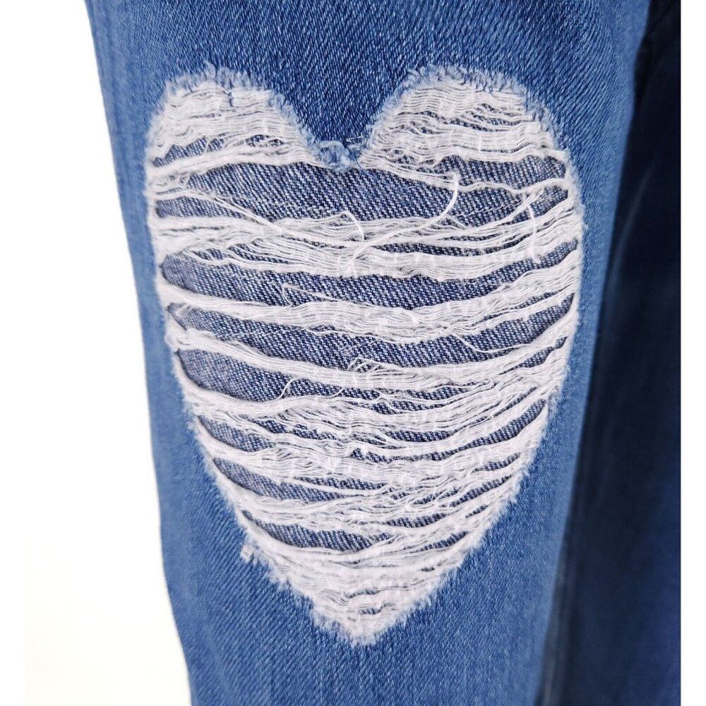 Love Moschino Love Moschino Heart Patch High Rise Straight Jeans 26 Blue Size 28" / US 6 / IT 42 - 8 Thumbnail