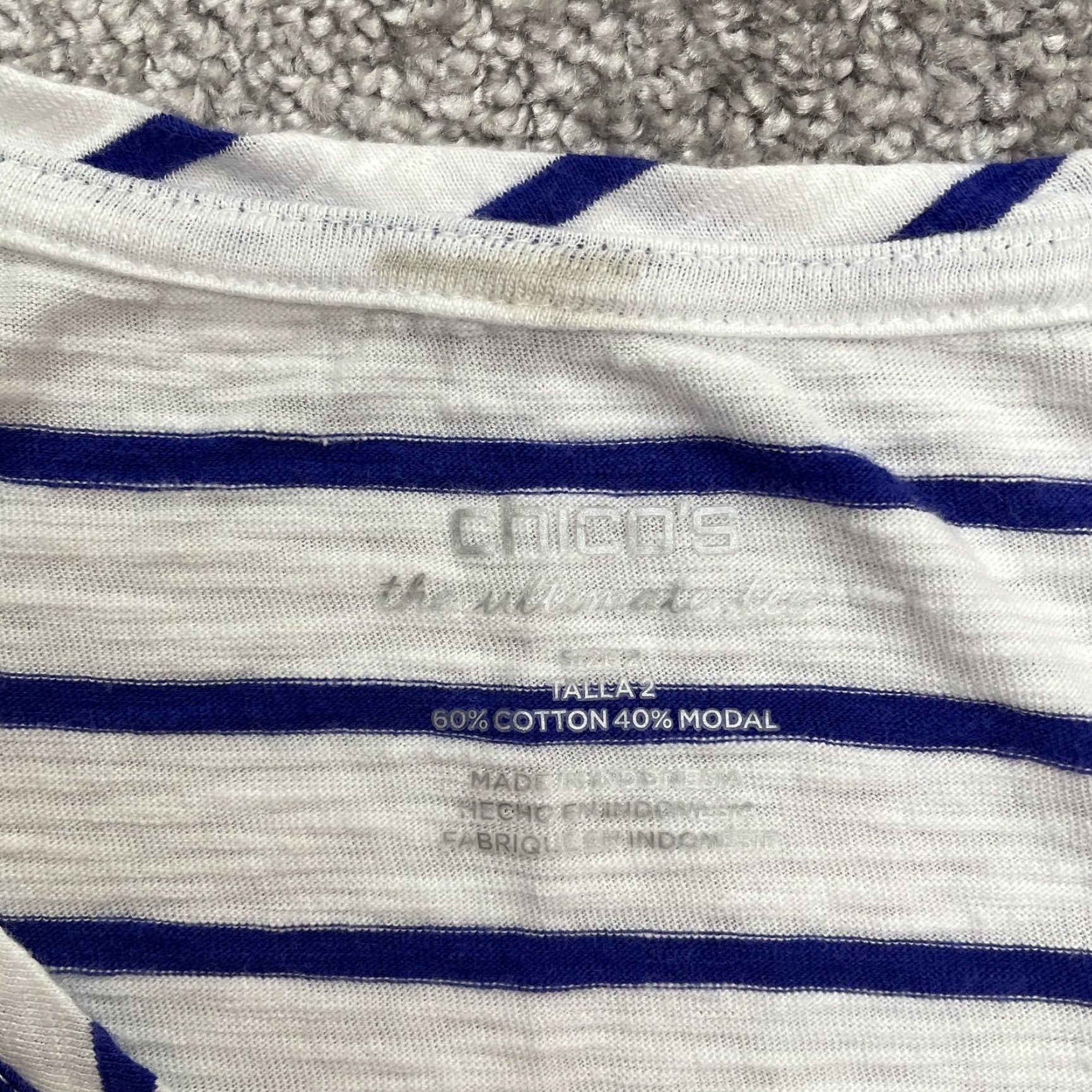 Vintage Chico's Basic Striped Tank Top Women's Medium Blue V-Neck Sleeveless Cotton Blend Casual Size M / US 6-8 / IT 42-44 - 5 Thumbnail