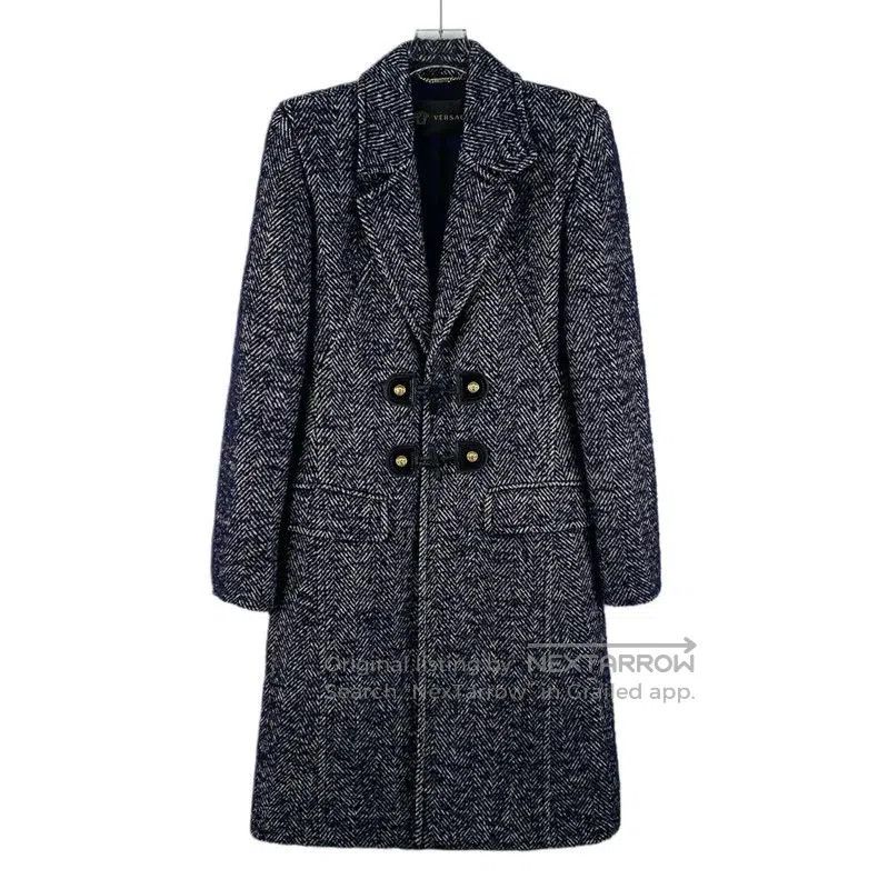 Versace Versace Blue Herringbone Women's Coat . Size M / US 6-8 / IT 42-44 - 1 Thumbnail