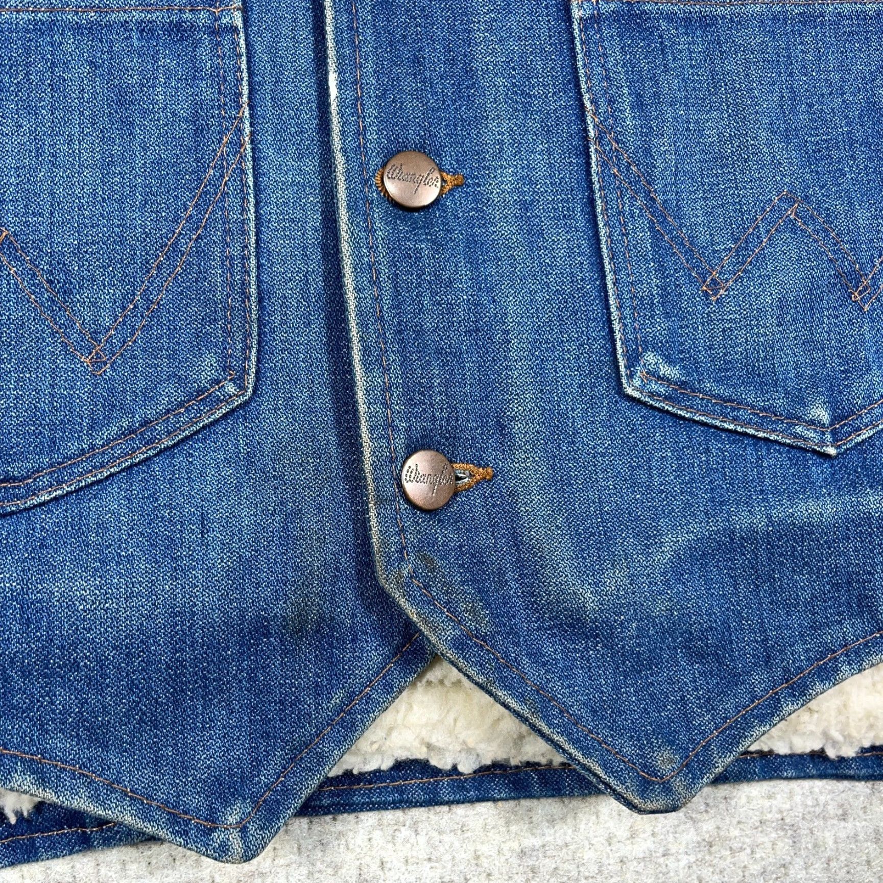 Wrangler VINTAGE Wrangler Denim Vest Men XL Blue Jeans No Fault Sherpa Lined 70s 80s USA Wrangler Size US 36 / EU 52 - 5 Thumbnail