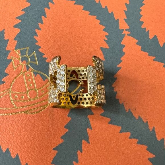 Vivienne Westwood Sterling 925 Silver Swarovski Crystal Bendable Unisex Ring Size ONE SIZE - 4 Thumbnail