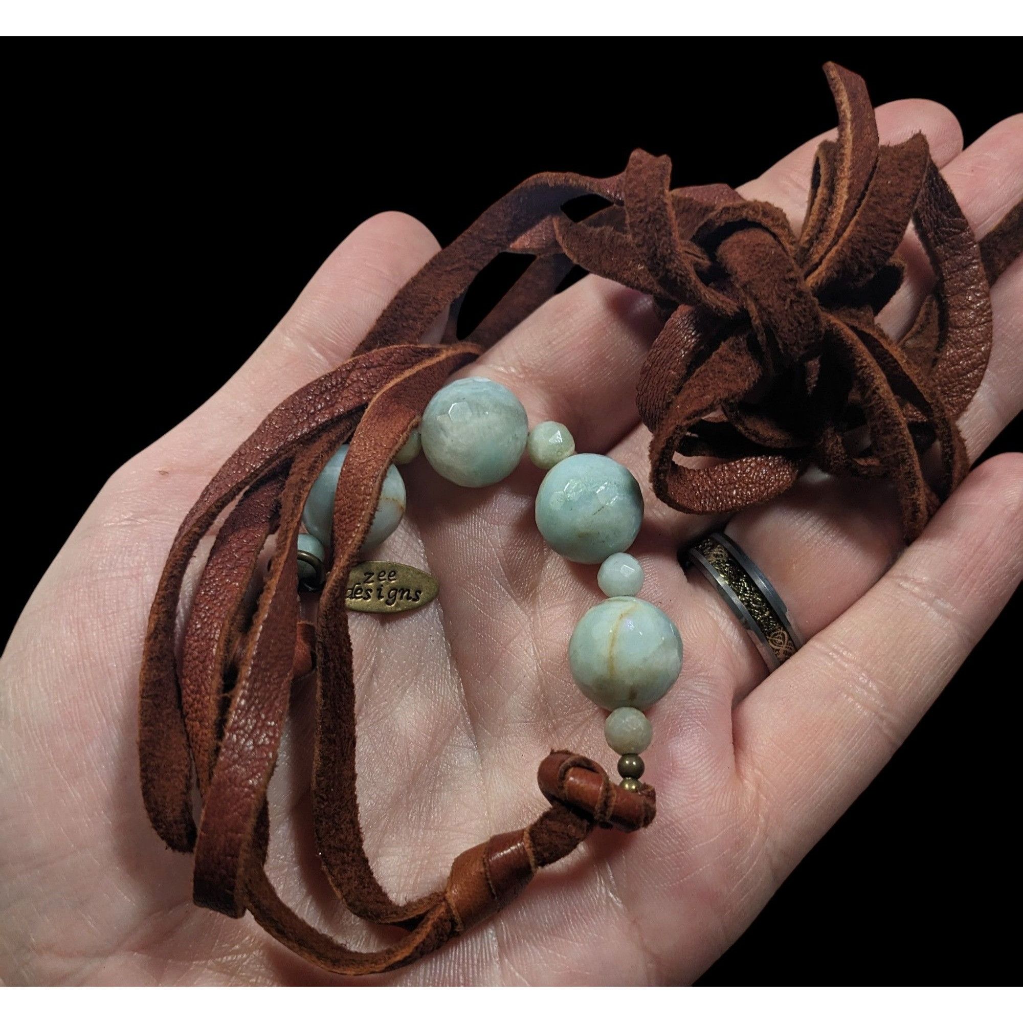 Other Zee Designs Bohemian Amazonite And Leather Tie On Necklace Size ONE SIZE - 5 Thumbnail