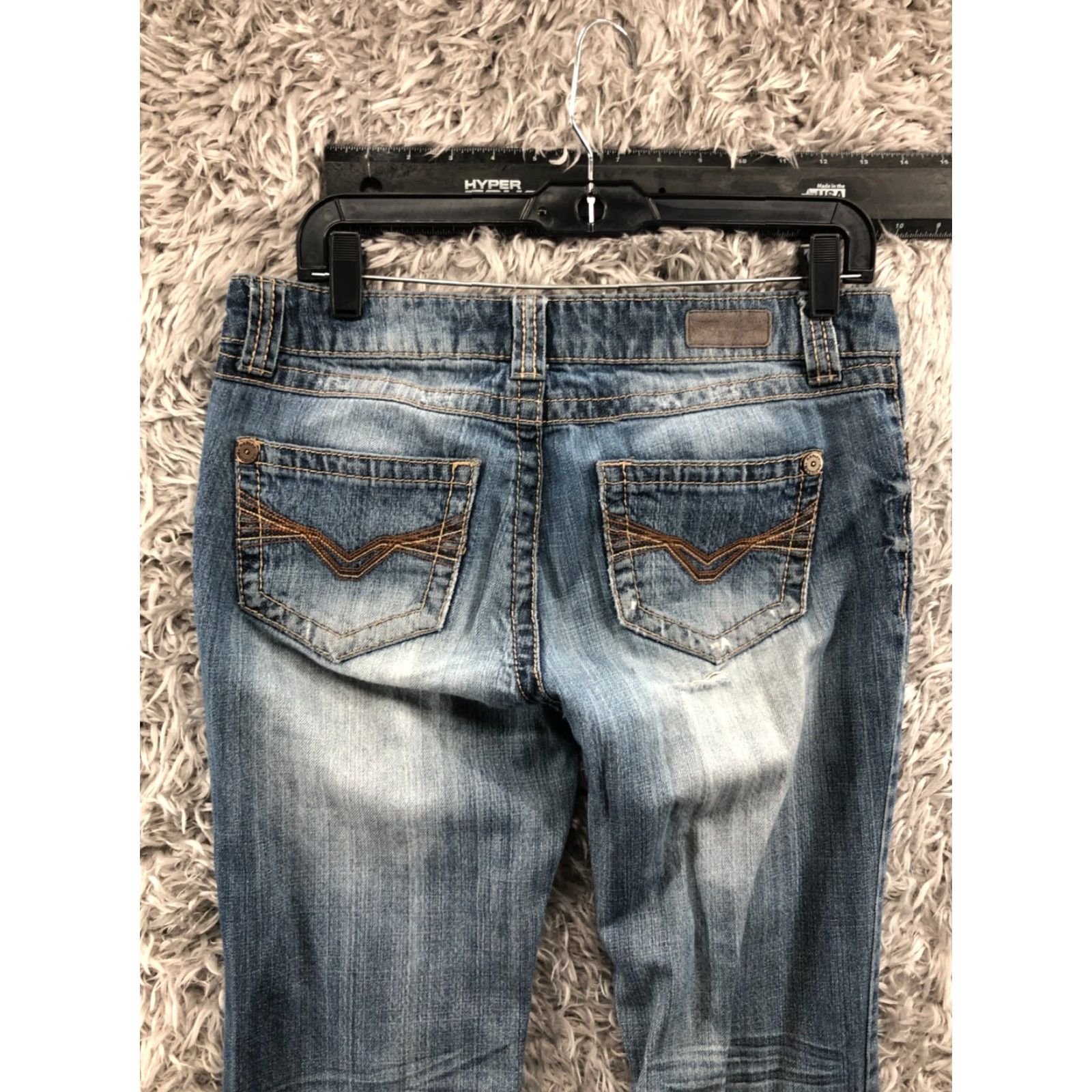 Harley Davidson Harley-Davidson Jeans Bootcut Size 8T Tall Womens Medium Blue Flaw Denim 5-Pocket Zipper Button Belt Loops Inseam 33in Regular Rise Mid Wash Blue Size 30" / US 8 / IT 44 - 7 Thumbnail