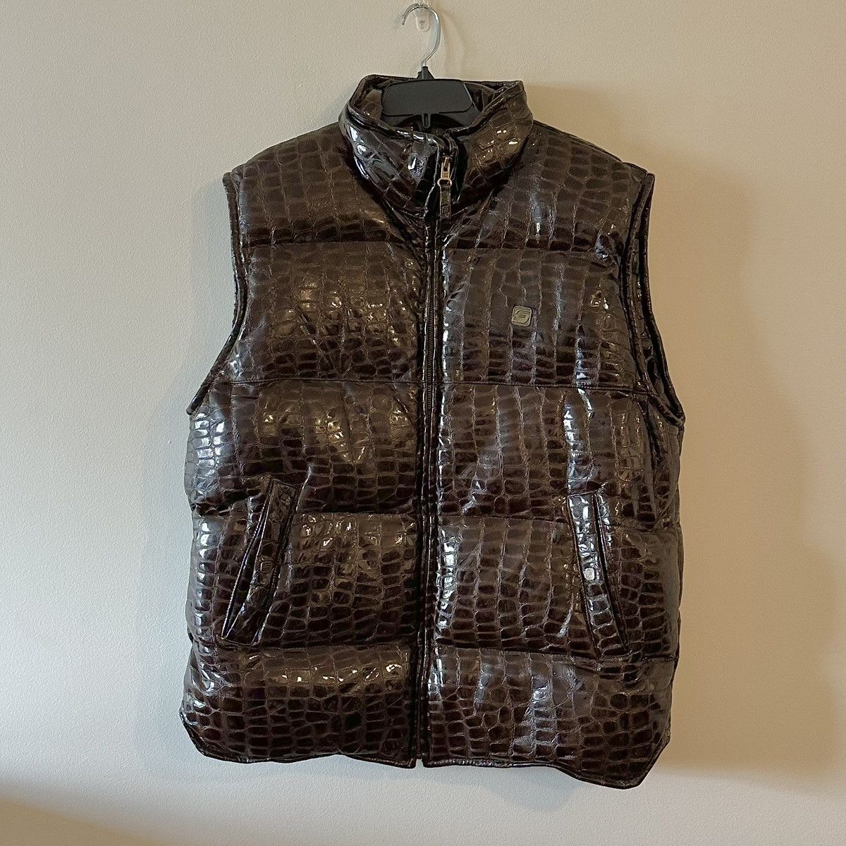 Fubu Vintage Y2K Fubu The Collection Croc Embossed Leather Vest Size US L / EU 52-54 / 3 - 1 Thumbnail