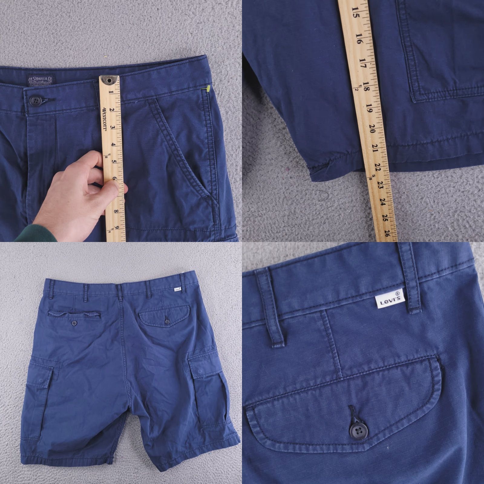 Levi's Levis Shorts Cargo Blue 38 Mens Cotton Blend Casual Flat Front Rivstop Ripstop? Size US 38 / EU 54 - 8 Thumbnail