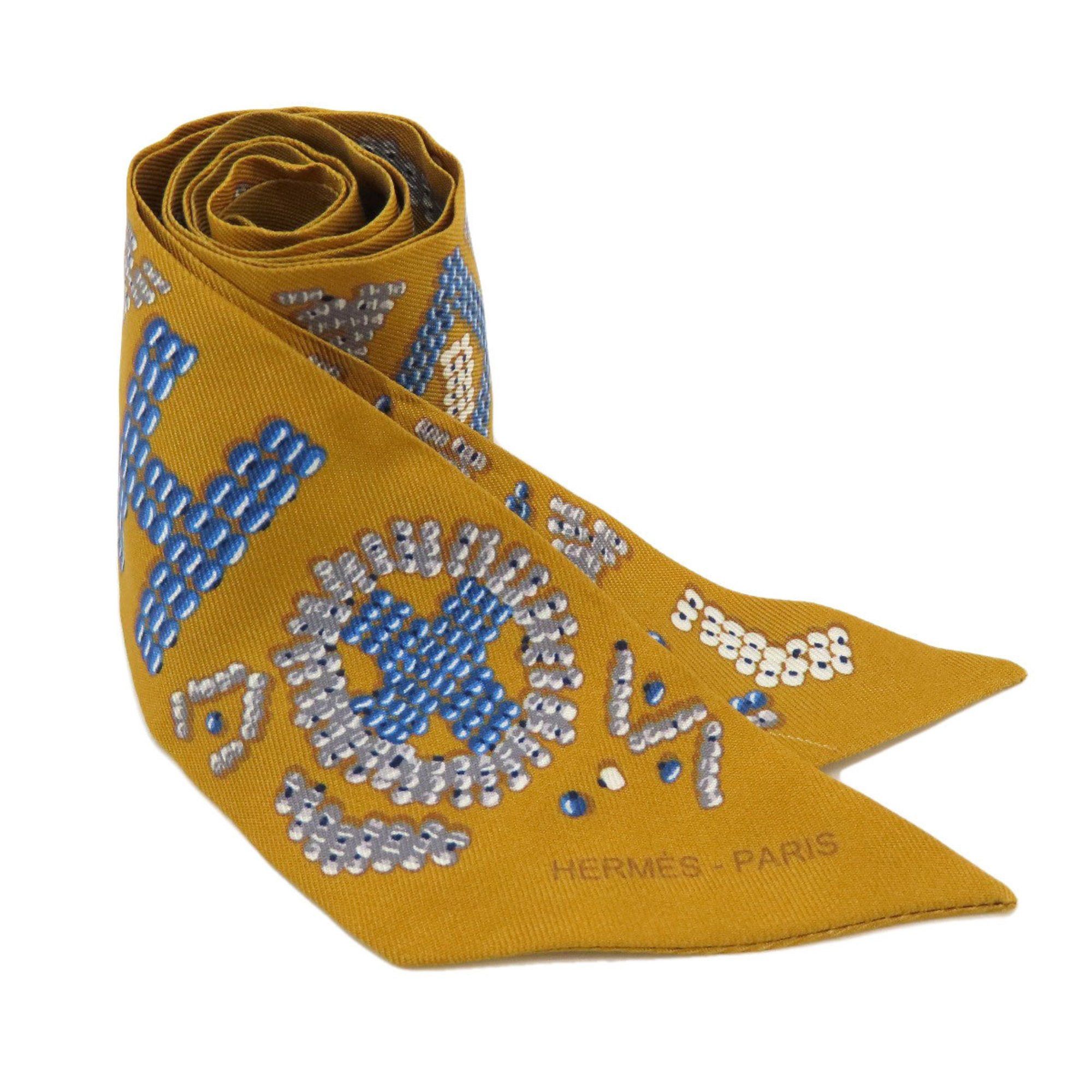 image of Hermes Twilly Scarf Silk Women's Hermes in Brown