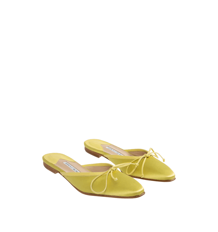Manolo Blahnik o1h1sh11225 Satin Ballerina Mule in Bright Green Size US 5.5 / IT 35.5 - 2 Thumbnail