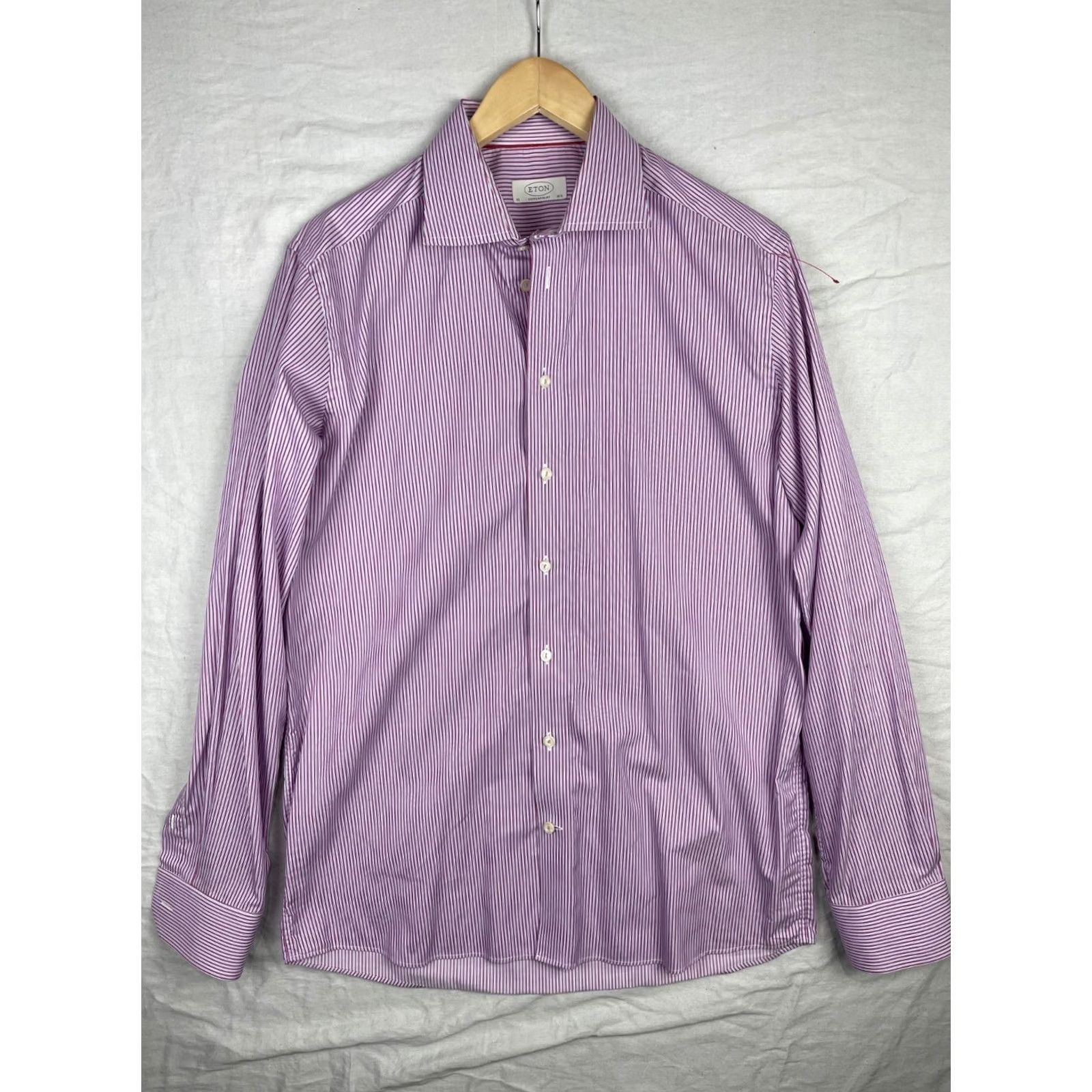 Eton Eton Dress Shirt Mens 42 16.5 Pink Stripes Button Up Long Sleeve Shirt Size 42R - 2 Thumbnail