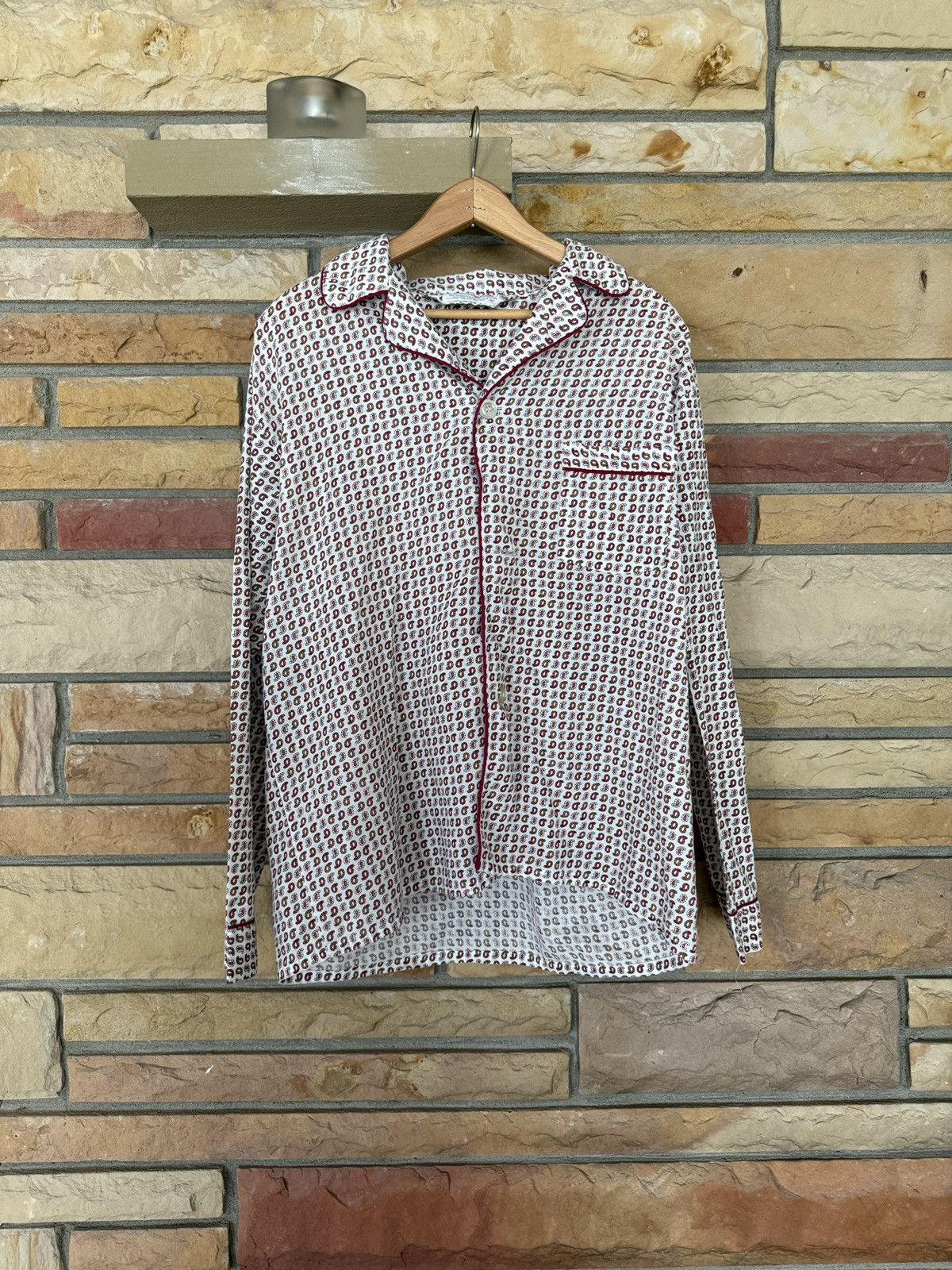 Vintage Vintage 70s Paisley Patterned Button Up Pajama Shirt Size US M / EU 48-50 / 2 - 1 Thumbnail