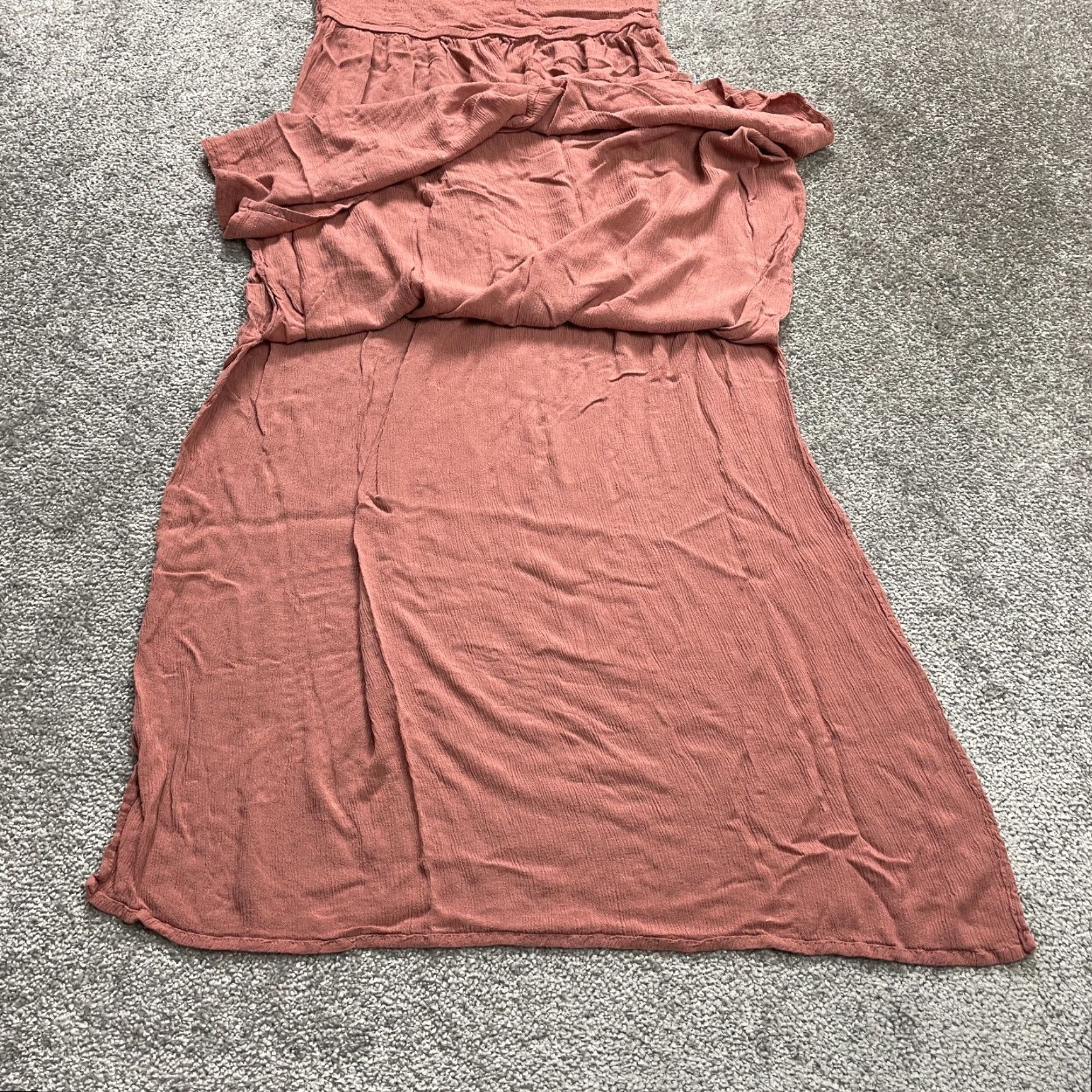 Vintage Coco And Shay Maxi Dress Women L Pink Off Shoulder Smocked Slit Rayon Long Womens Size L / US 10 / IT 46 - 7 Thumbnail