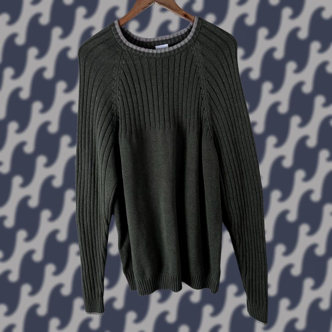 Olive Columbia Mens XXL Olive Green Ribbed Raglan Crewneck Heavy Knit Pullover Sweater Size US XXL / EU 58 / 5 - 1 Thumbnail