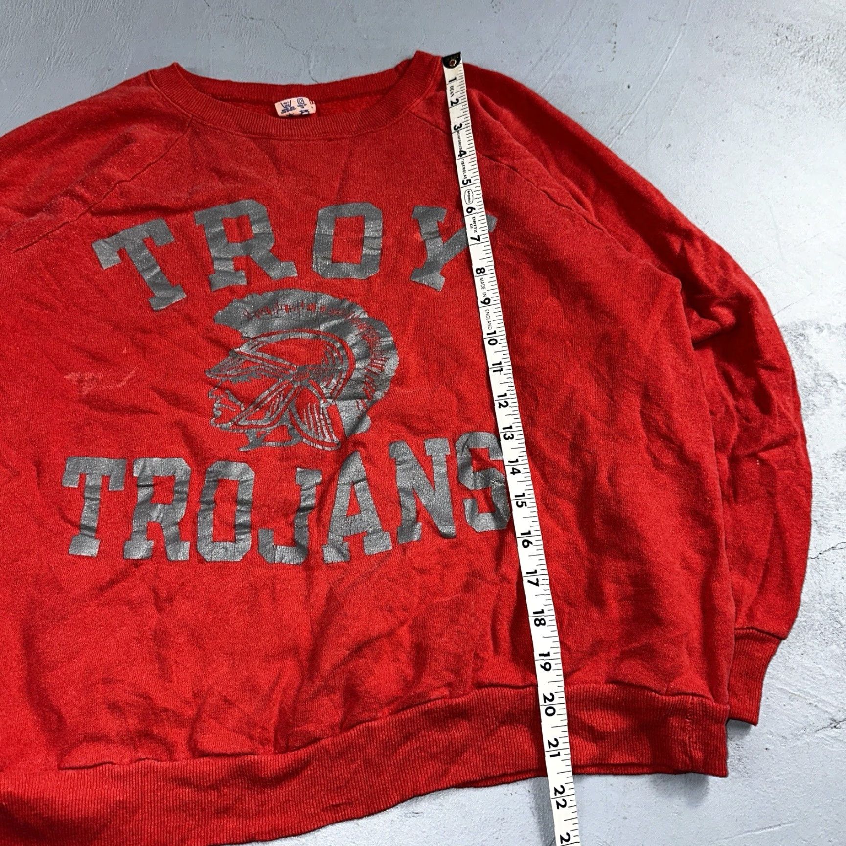 Champion VINTAGE Champion USA Sweatshirt Football 80s Red - Men's Pullover Hooded Cotton Warmup College Troy Trojans Size L Size US L / EU 52-54 / 3 - 6 Thumbnail