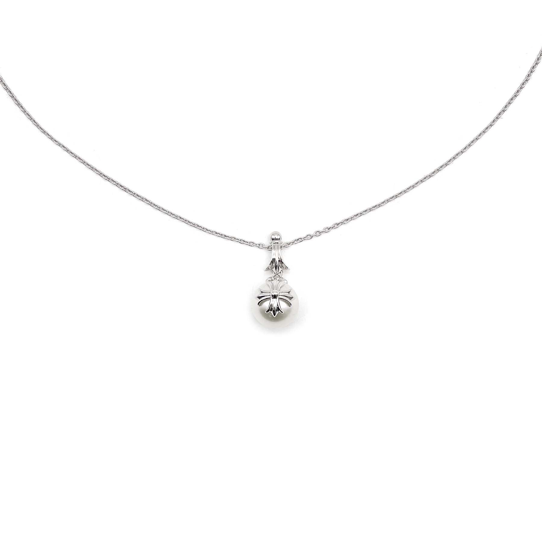 Chrome Hearts Chrome Hearts Mikimoto 18K White Gold Cross Pearl Necklace Size ONE SIZE - 2 Thumbnail