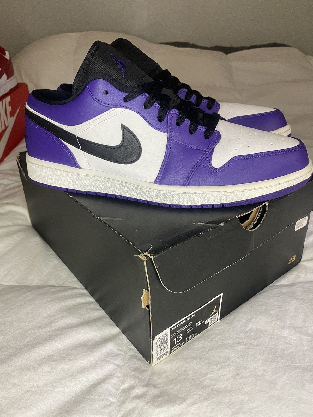 image of Jordan Nike Jordan 1 Low “Court Purple White” Shoes, Men's (Size 13)