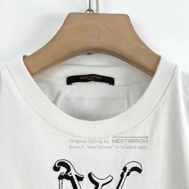Louis Vuitton Louis Vuitton White Embroidered Cotton T. Size S / US 4 / IT 40 - 4 Thumbnail