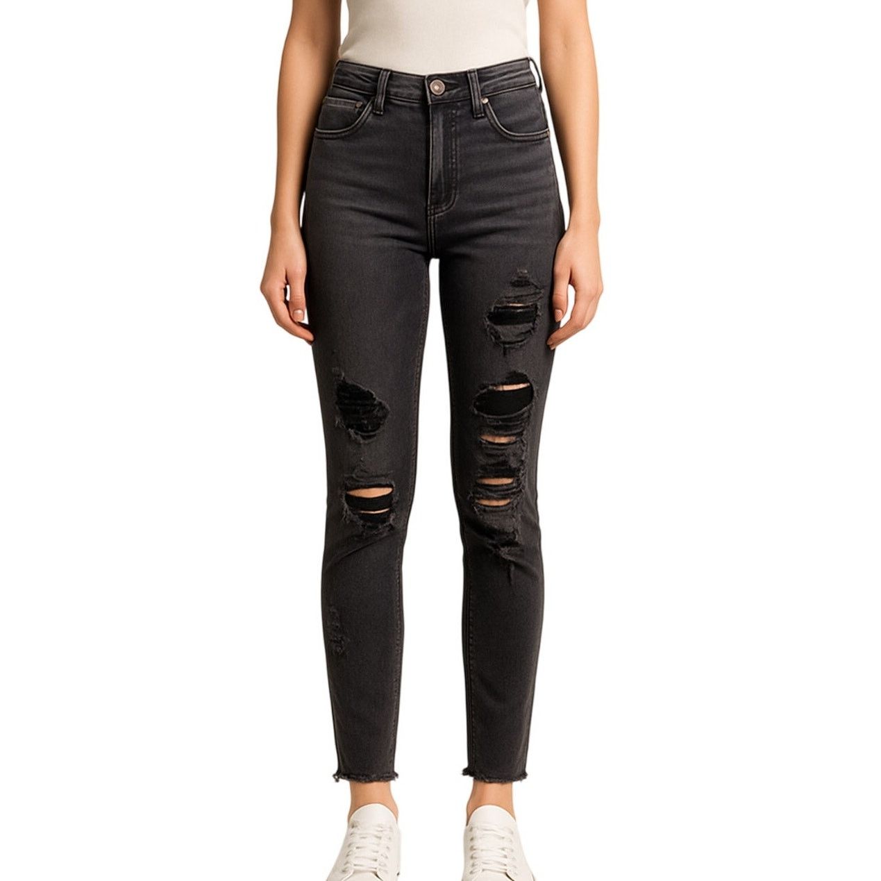 American Eagle Outfitters American Eagle Hi-Rise Stretch Skinny Jeans Black Sz 4 Size 27" / US 4 / IT 40 - 1 Thumbnail