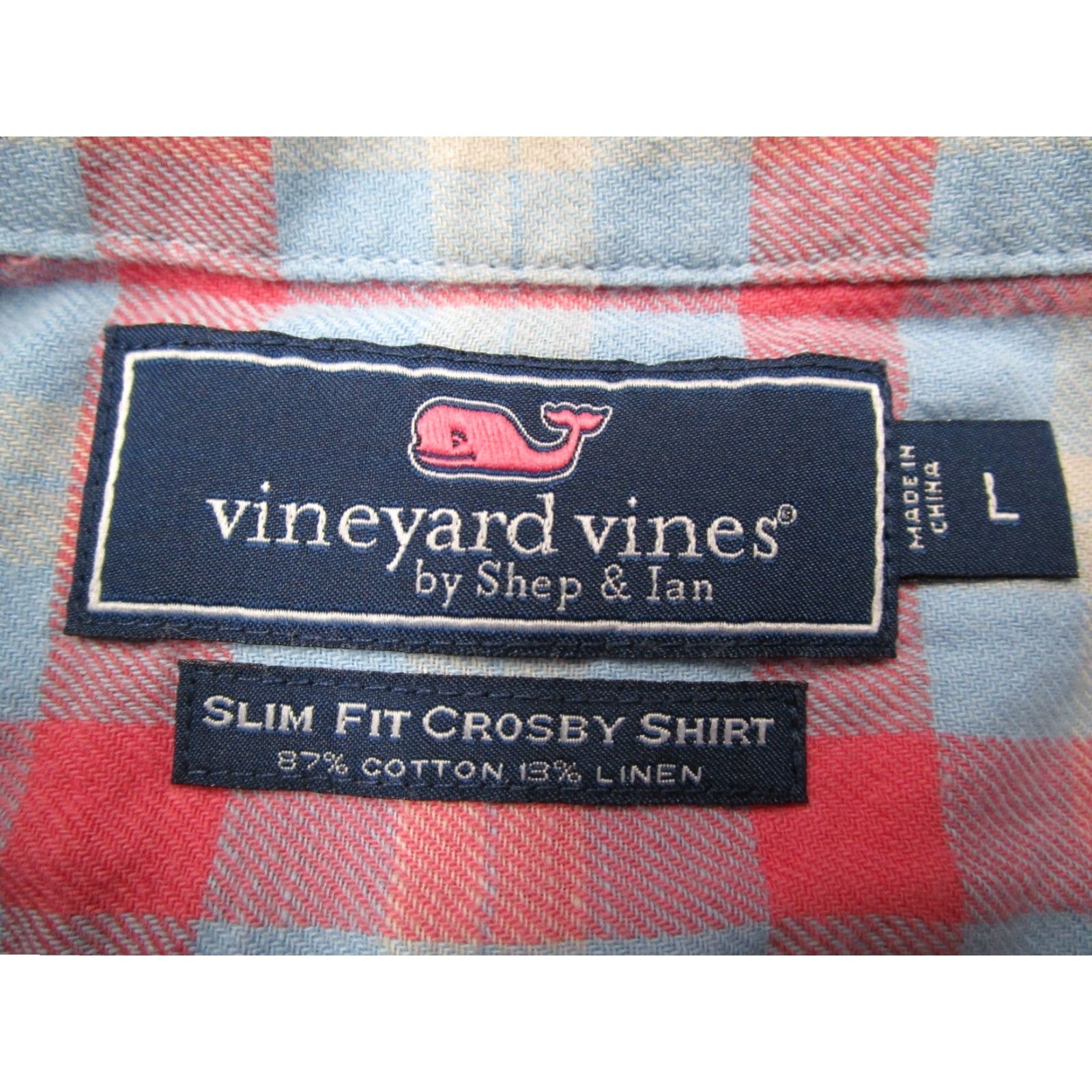 Vineyard Vines VINTAGE Vineyard Vines Men's Slim Fit Check Button-Up Shirt L Pink Cotton Linen Whale Logo Casual Size US L / EU 52-54 / 3 - 3 Thumbnail