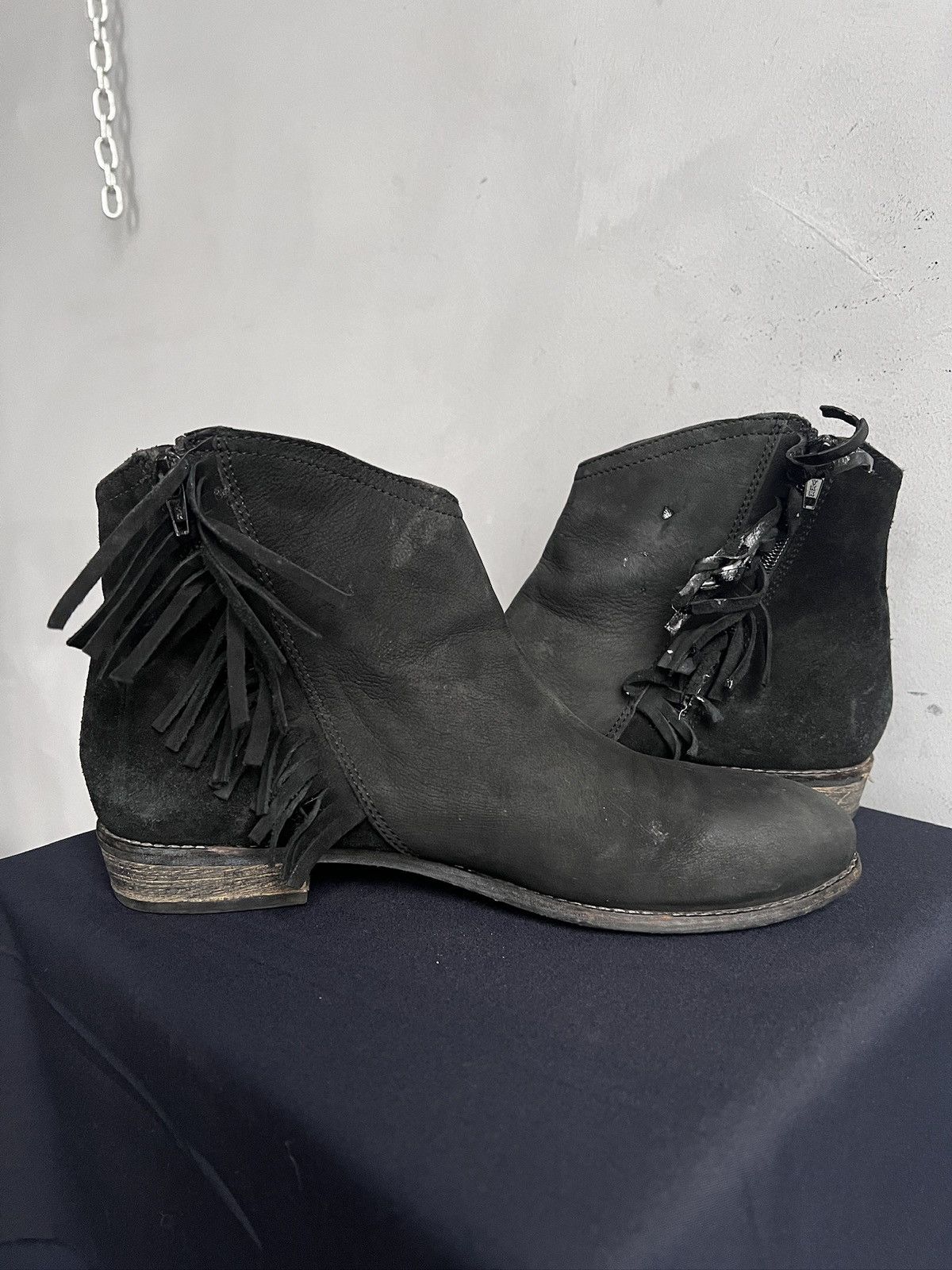 Hedi Slimane Western suede leather hedi slimane style leather boots y2k Size US 8 / EU 41 - 7 Thumbnail