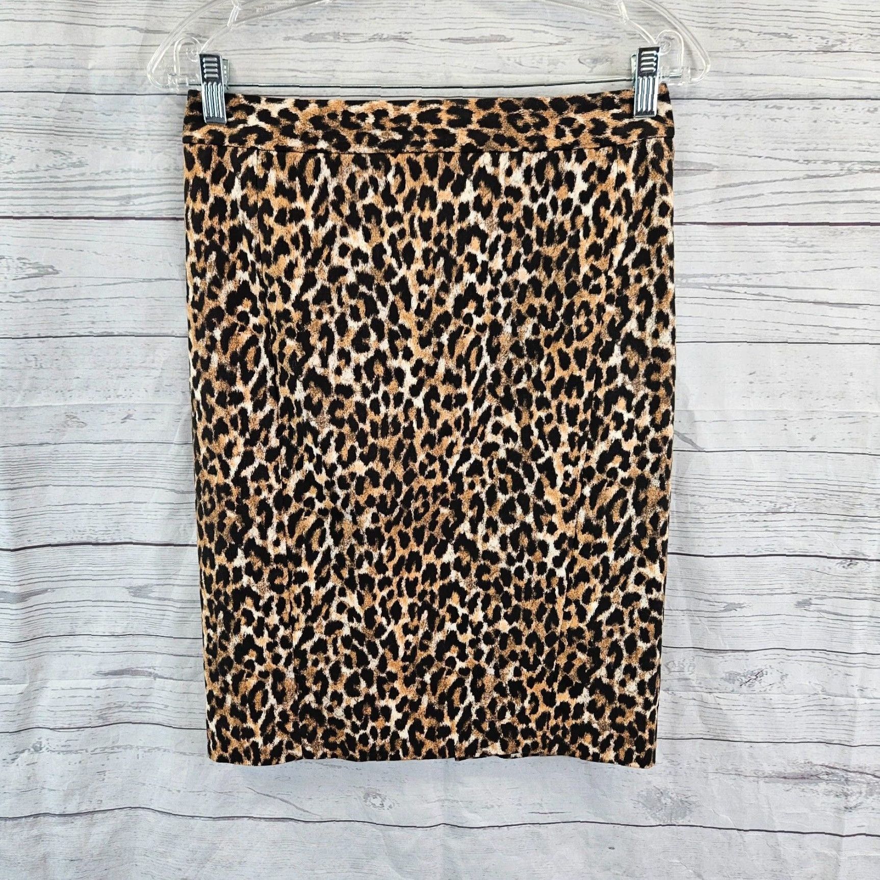 Loft Ann Taylor LOFT Womens Pencil Skirt Sz 2 Brown Black Animal Print Size 26" / US 2 / IT 38 - 2 Thumbnail