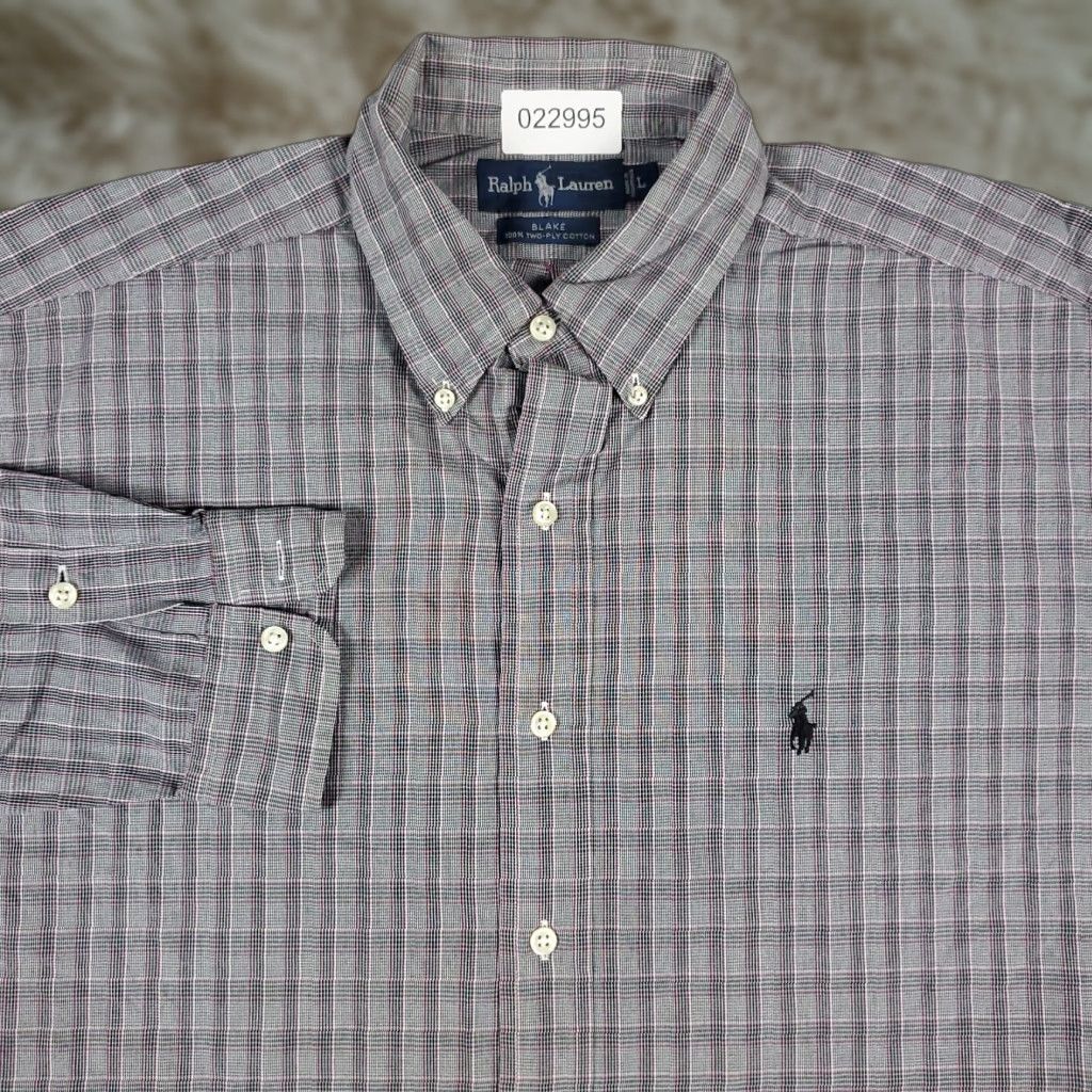Ralph Lauren Ralph Lauren Button-Up Shirt Mens Large Gray Plaid Long Sleeve Collared Regular Fit Size US L / EU 52-54 / 3 - 1 Thumbnail