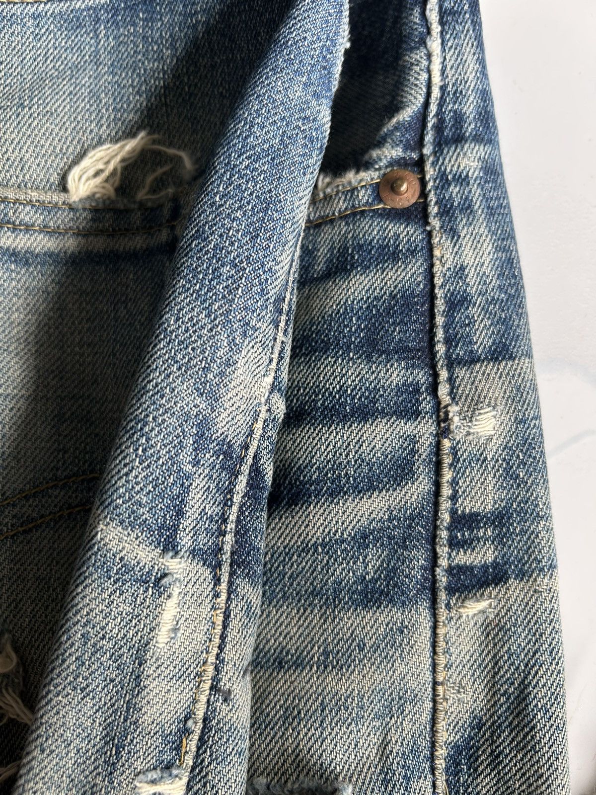 Kapital Thrashed Vintage Levis big E Selvedge Repair Denim Jeans Size US 32 / EU 48 - 10 Thumbnail