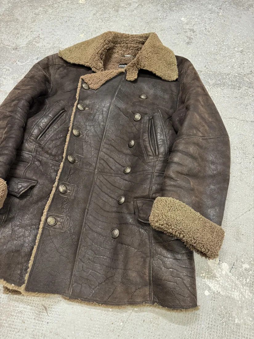 Dolce & Gabbana × Vintage AW2002 Dolce & Gabbana Shearling Brown Elevated Leather Jacket Size US M / EU 48-50 / 2 - 9 Thumbnail