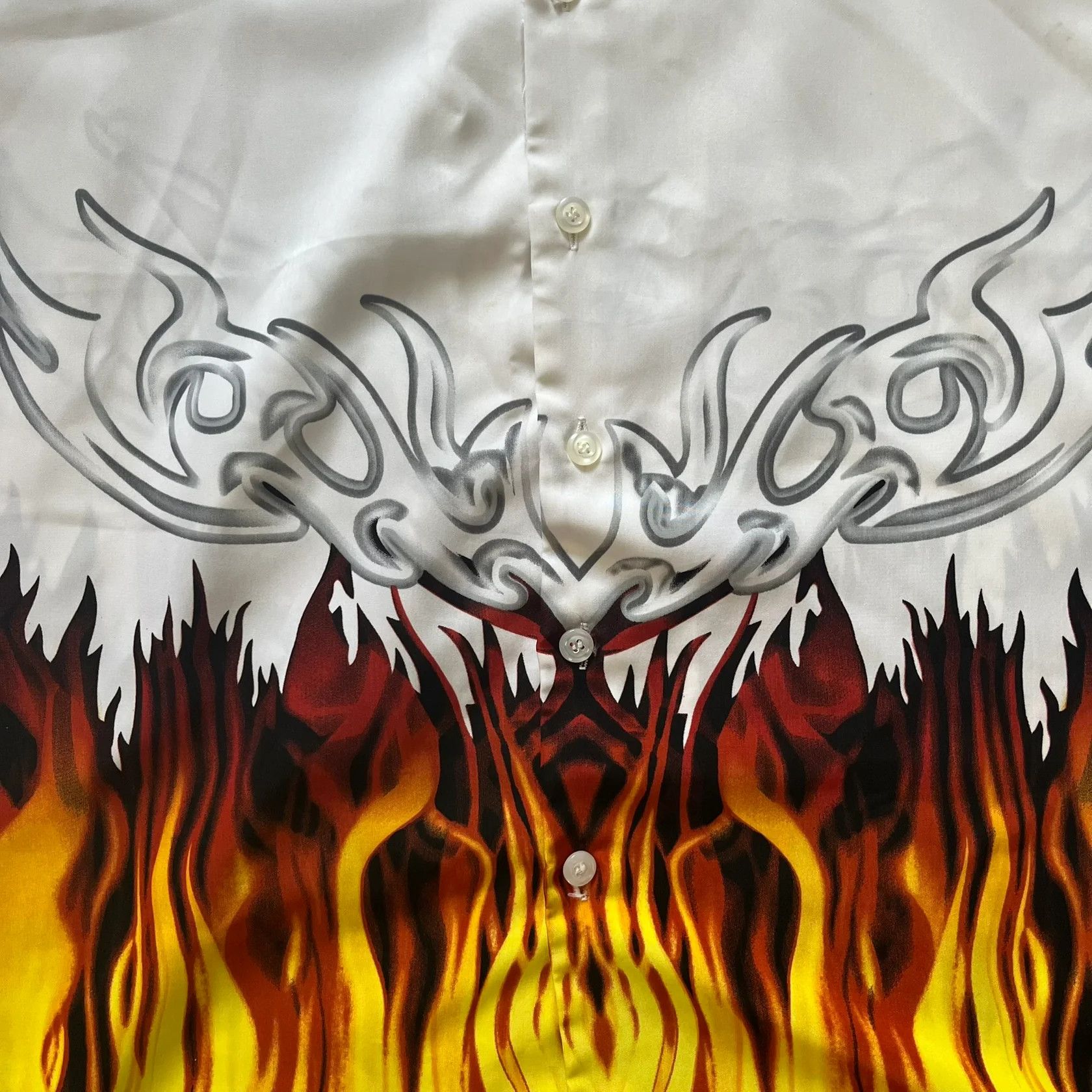 Other Tribal Flames 2000's White Shirt Size US M / EU 48-50 / 2 - 2 Thumbnail