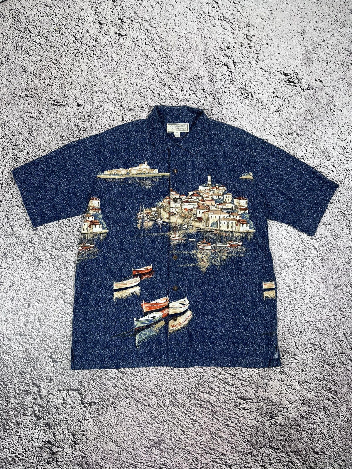 Japanese Brand Vintage Harbor Print Hawaiian Shirt Boats All Over Rayon M Size US M / EU 48-50 / 2 - 1 Thumbnail